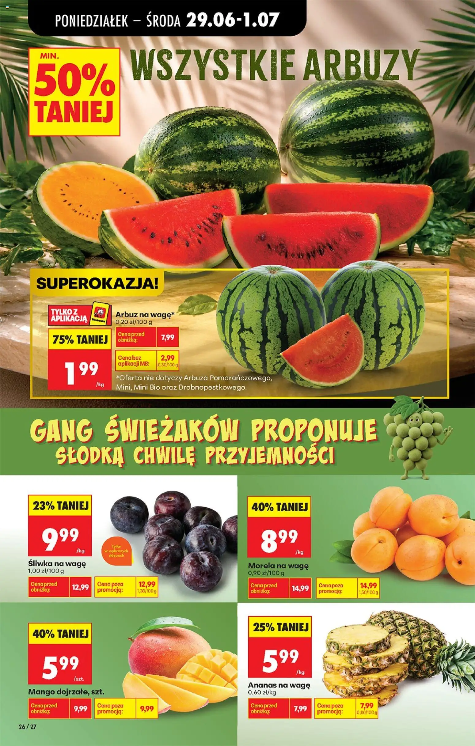 Biedronka gazetka od poniedziałku od 29.06.2026 | Strona: 30 | Produkty: Mango, Arbuz, Ananas