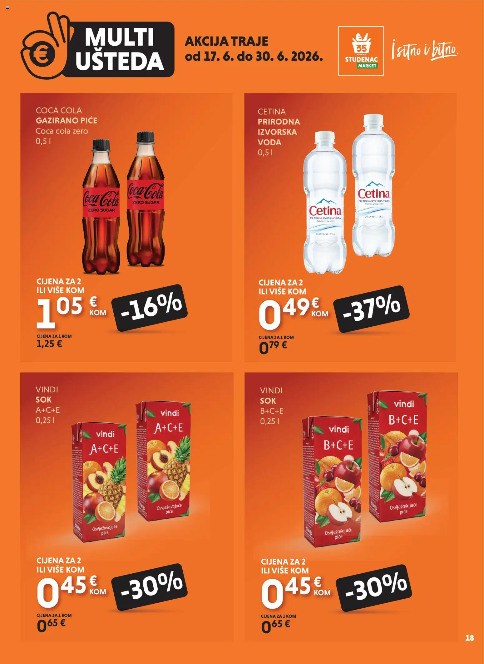 Studenac katalog | vrijedi od 17.06.2026 | Stranica: 18 | Proizvodi: Coca cola, Voda