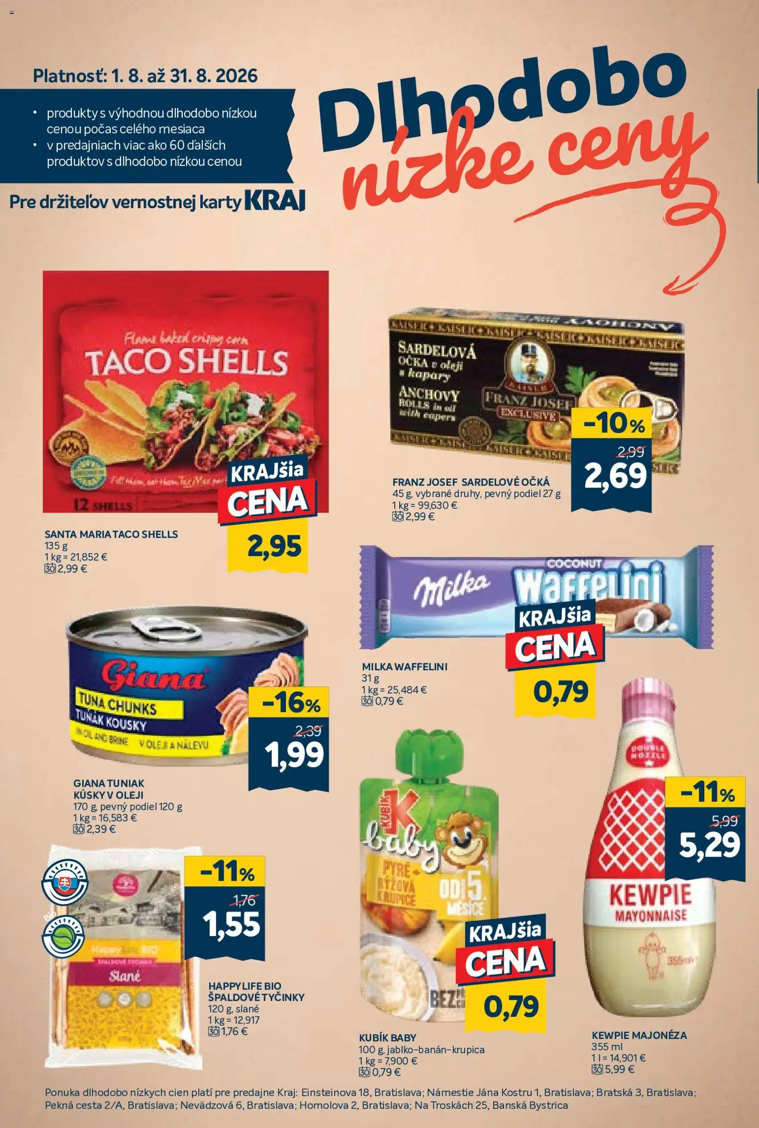 Nové Kraj akcie – leták je platný od 30.07.2026 | Strana: 14 | Produkty: Tuniak, Milka