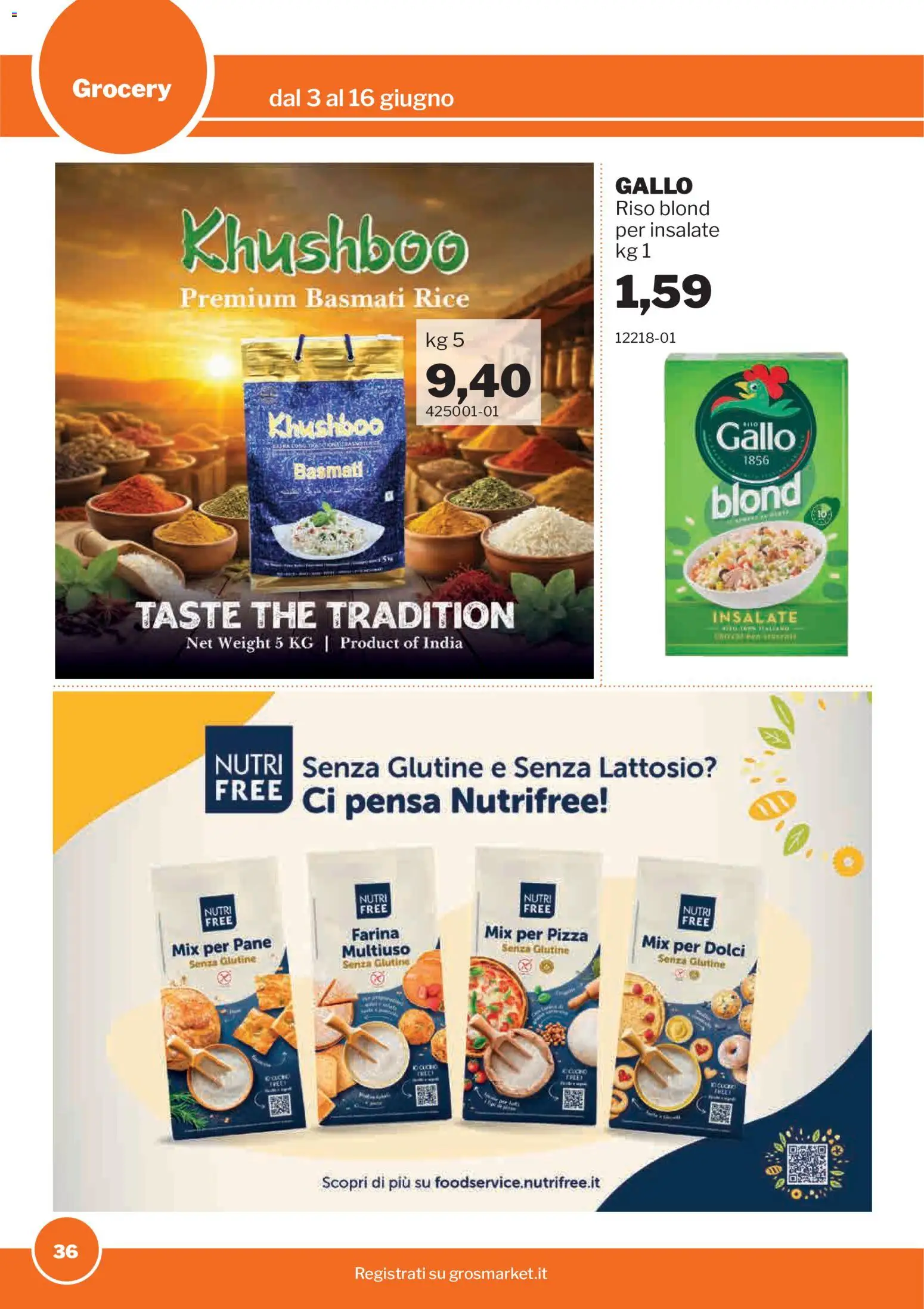 Volantino Sogegross del 03.06.2026 | Pagina: 36 | Prodotti: Pane, Pizza, Riso, Farina