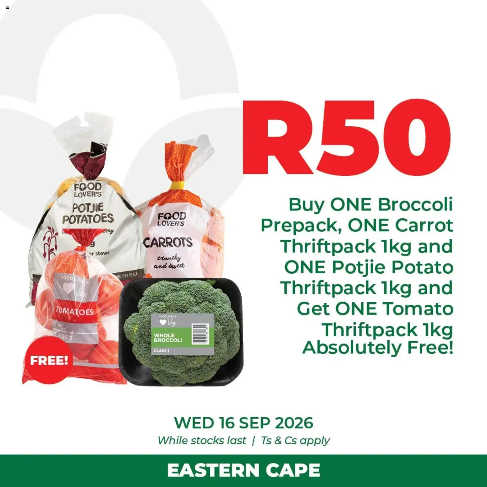 New Food Lover's Market catalogue – valid from 16/09/2026 | Page: 1 | Products: Broccoli, Tomatoes, Carrots, Potatoes