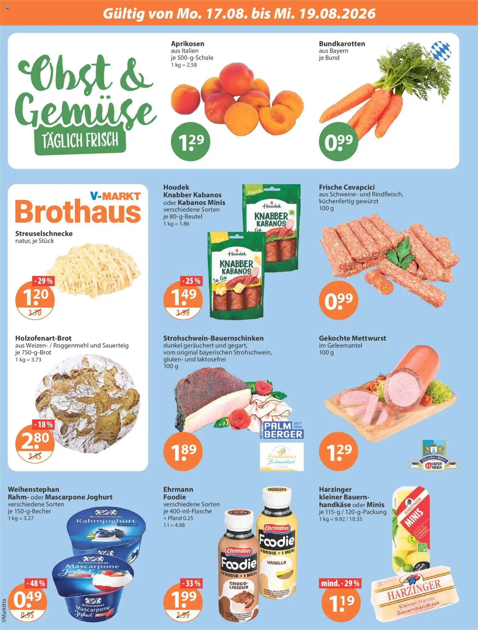 V-Markt Angebote – gültig ab 13.08.2026 | Seite: 20 | Produkte: Joghurt, Cevapcici, Gemüse, Obst