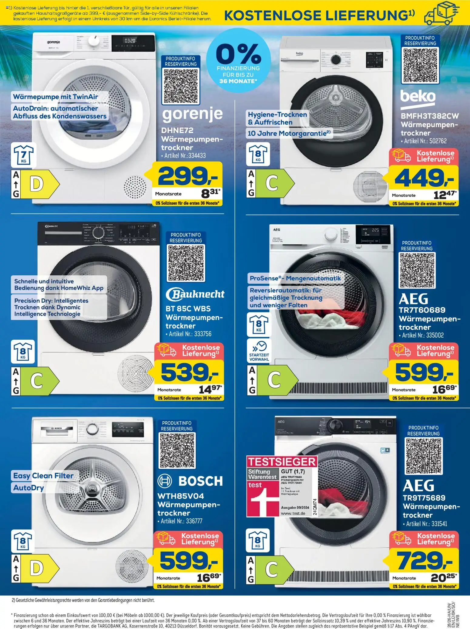 Euronics Prospekt Berlet – gültig ab 25.06.2026 | Seite: 5 | Produkte: Bosch, Gorenje, AEG, Trockner