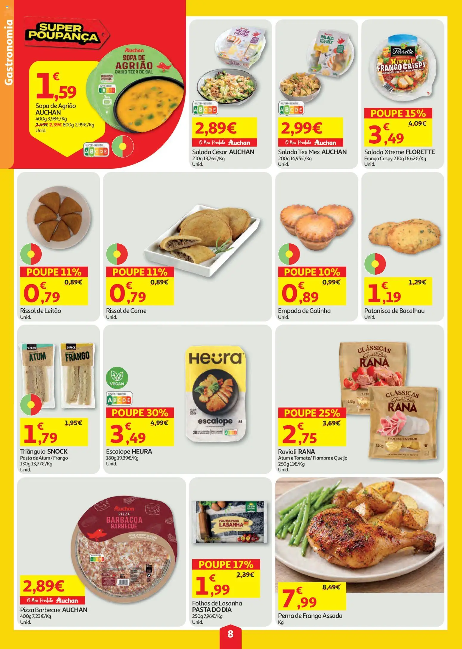 Auchan folheto │ válido de 23/07/2026 | Página: 8 | Produtos: Atum, Frango, Pizza, Carne