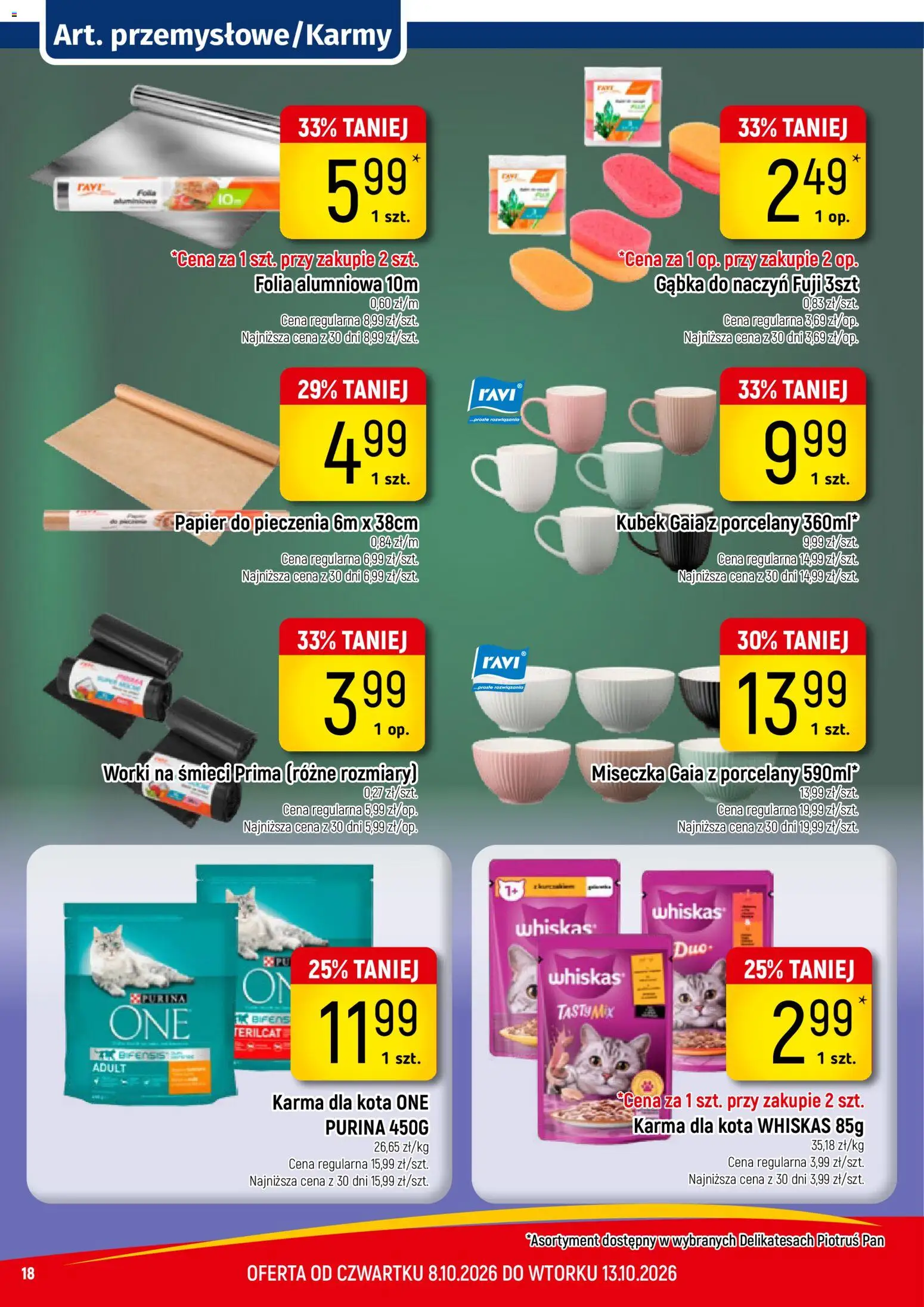 Piotruś Pan gazetka od 10.10.2026 | Strona: 18 | Produkty: Whiskas, Folia, Gąbka, Karma