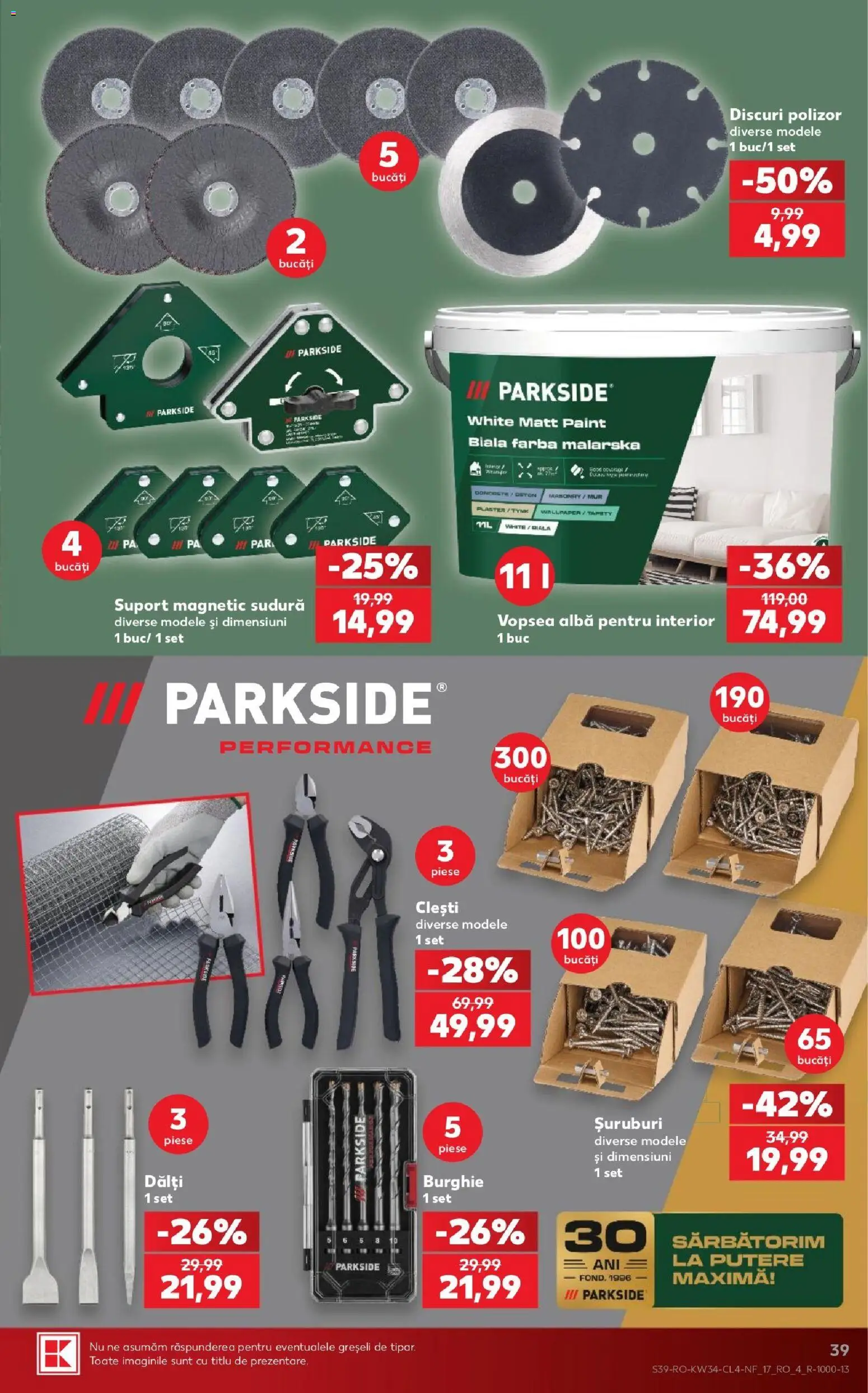 Noul catalog Kaufland – valabil de la 19.08.2026 | Pagină: 39 | Produse: Suport magnetic, Alba, Polizor, Parkside