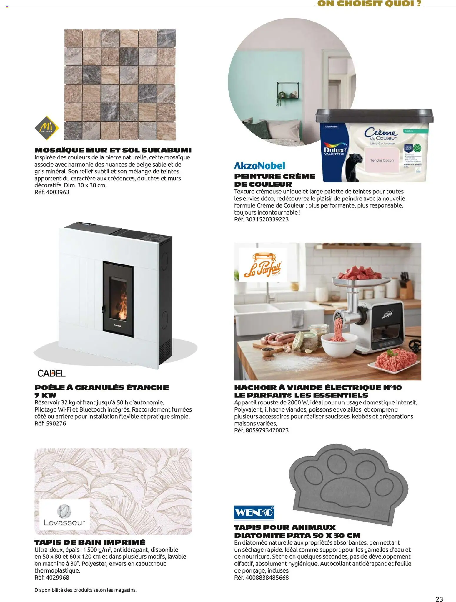 {H1} | Page: 23 | Produits: Tapis de bain, Poêle, Tapis, Crème