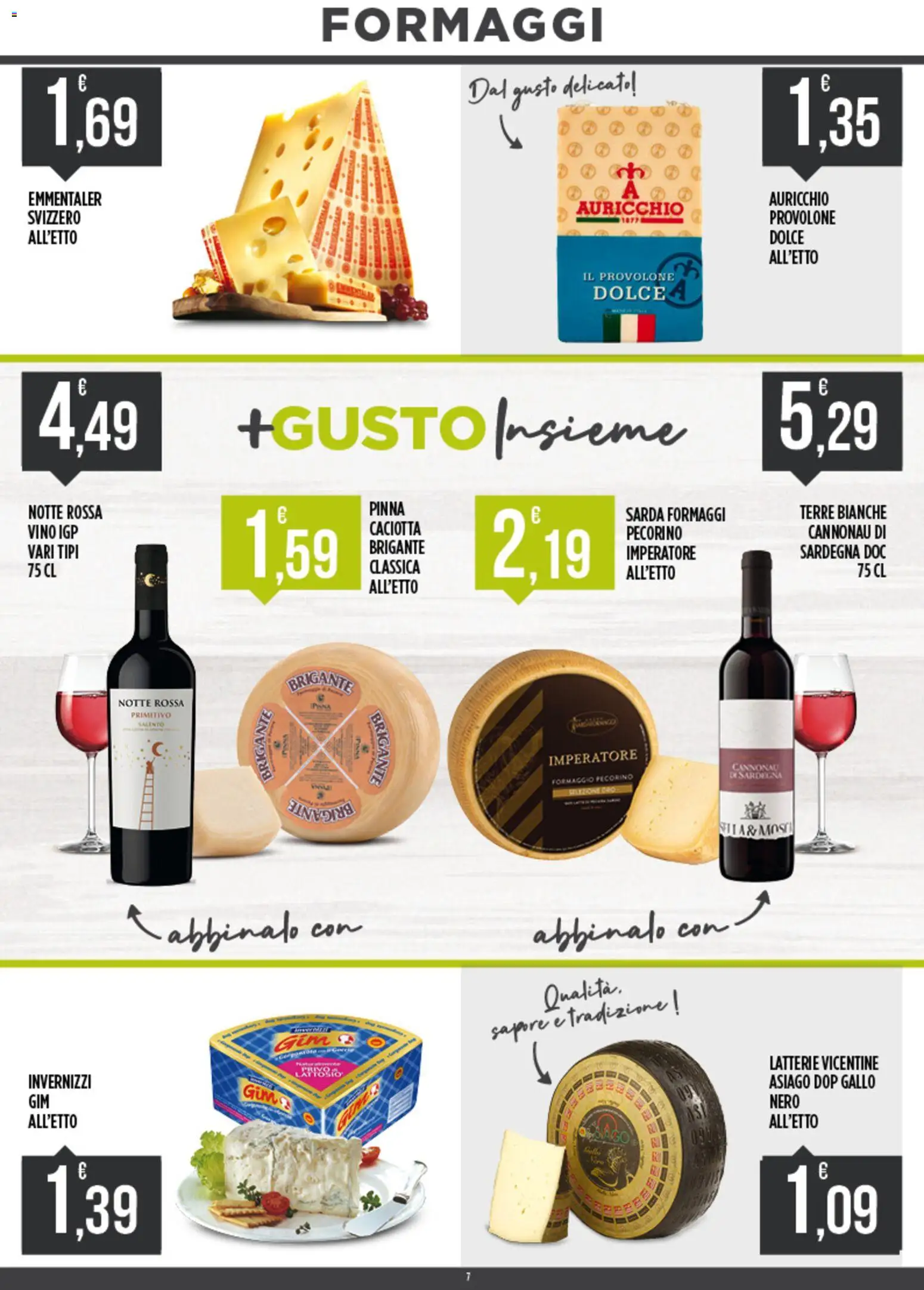 Volantino Euroesse del 21/09/2026 | Pagina: 7 | Prodotti: Provolone, Formaggio, Vino, Pecorino