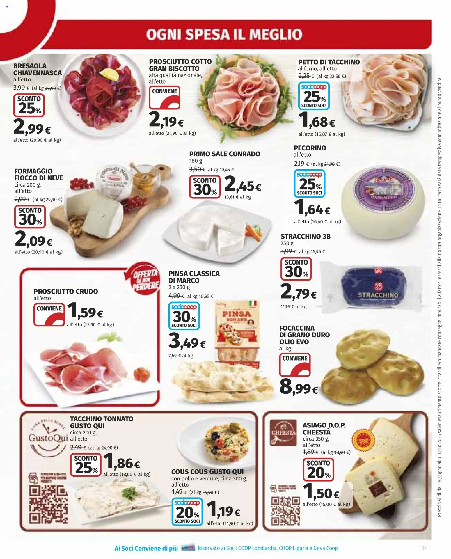 Volantino Ipercoop del 18.06.2026 | Pagina: 17 | Prodotti: Prosciutto Cotto, Prosciutto, Stracchino, Pecorino
