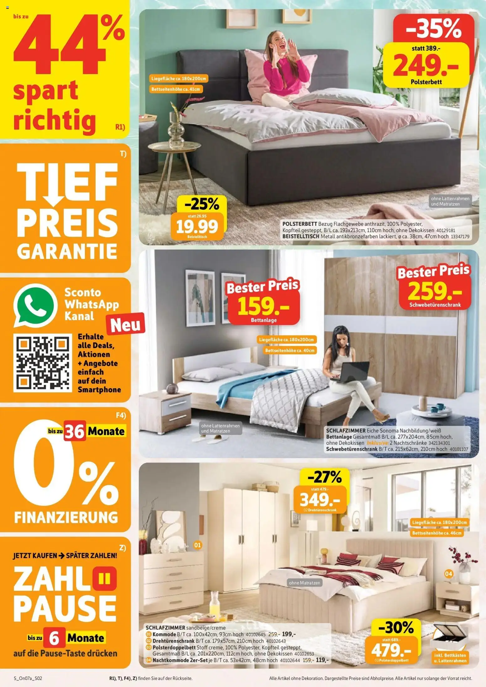 Sconto Prospekt Erfurt – gültig ab 15.07.2026 | Seite: 2 | Produkte: Schwebetürenschrank, Drehtürenschrank, Polsterbett, Smartphone