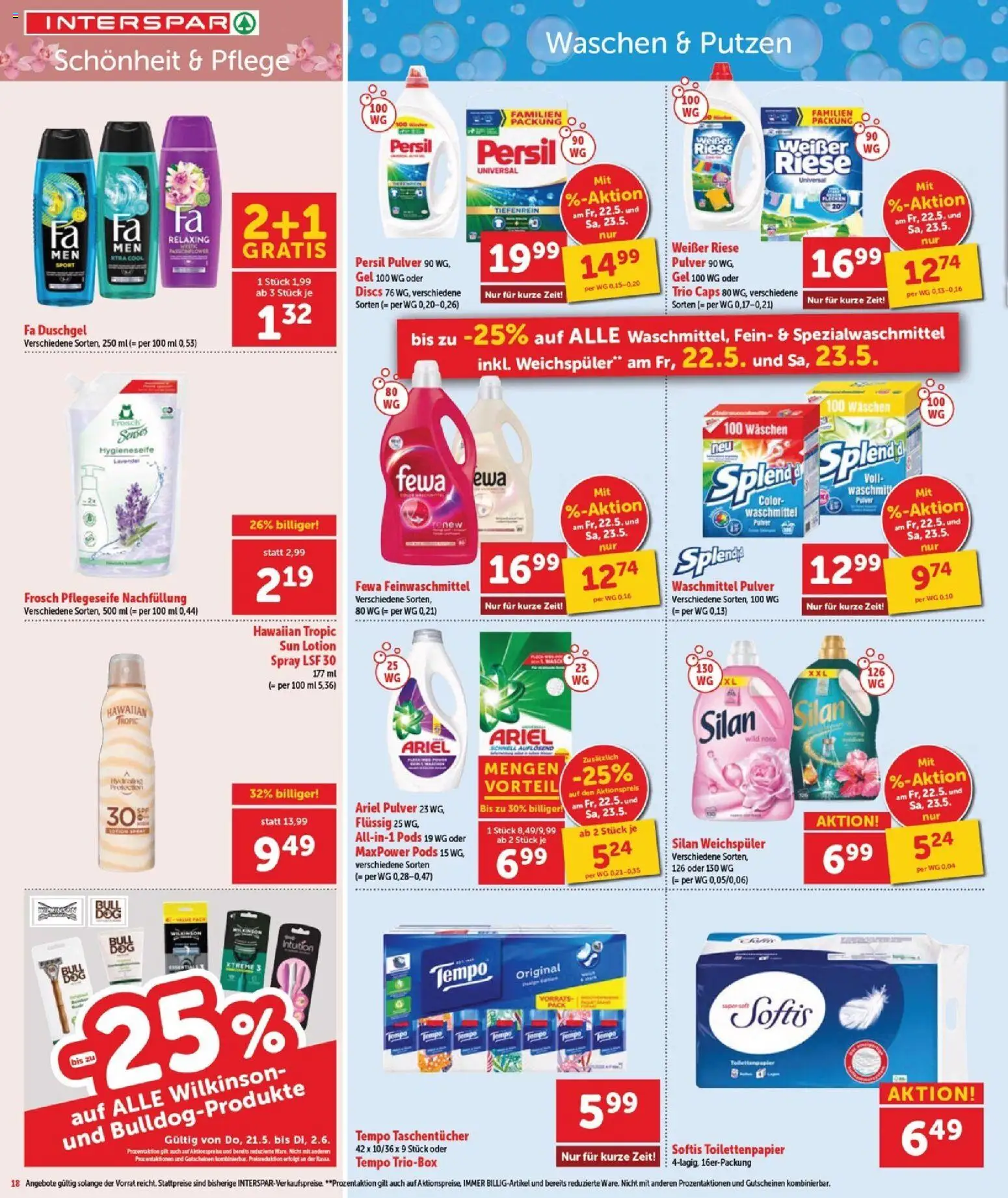 Interspar Flugblatt - Burgenland Sued gültig ab 21.05.2026 | Seite: 19 | Produkte: Duschgel, Weichspüler, Waschmittel