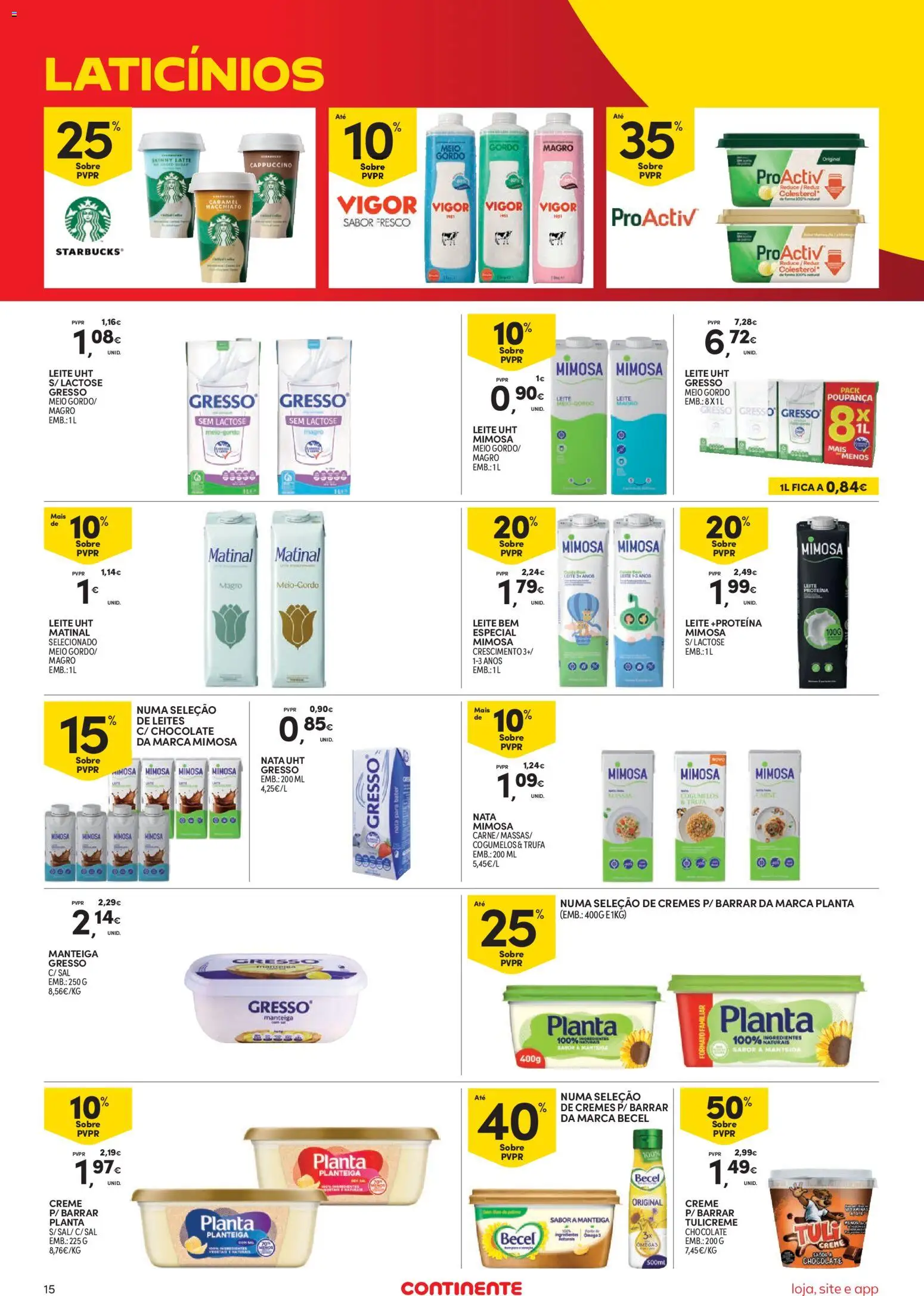 Continente Semanal Continente Bom Dia │ válido de 15/09/2026 | Página: 15 | Produtos: Leite proteina, Laticínios, Leite, Nata