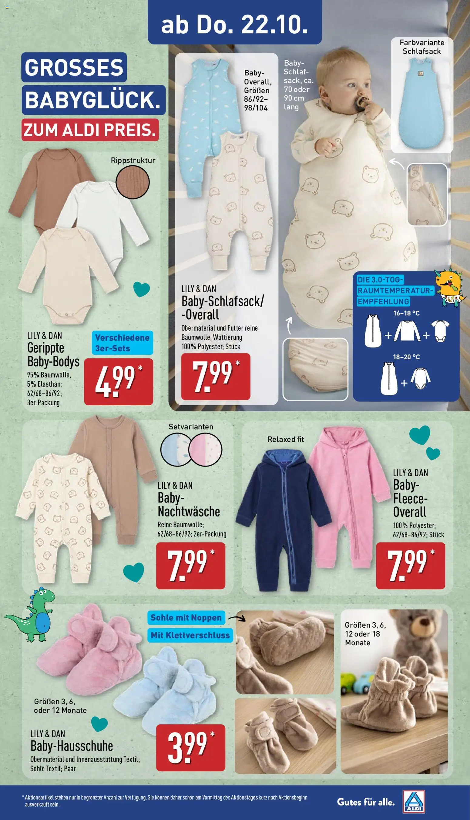 Aldi Prospekt – gültig ab 19.10.2026 | Seite: 8 | Produkte: Schlafsack, Overall