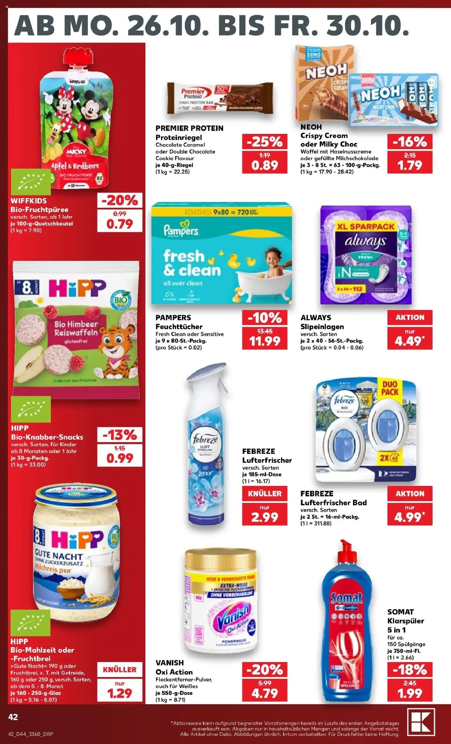 Prospekt Kaufland ab 26.10.2026 » Angebote Online zum Blättern | Seite: 42 | Produkte: Bad, Pampers, Äpfel, Klarspüler