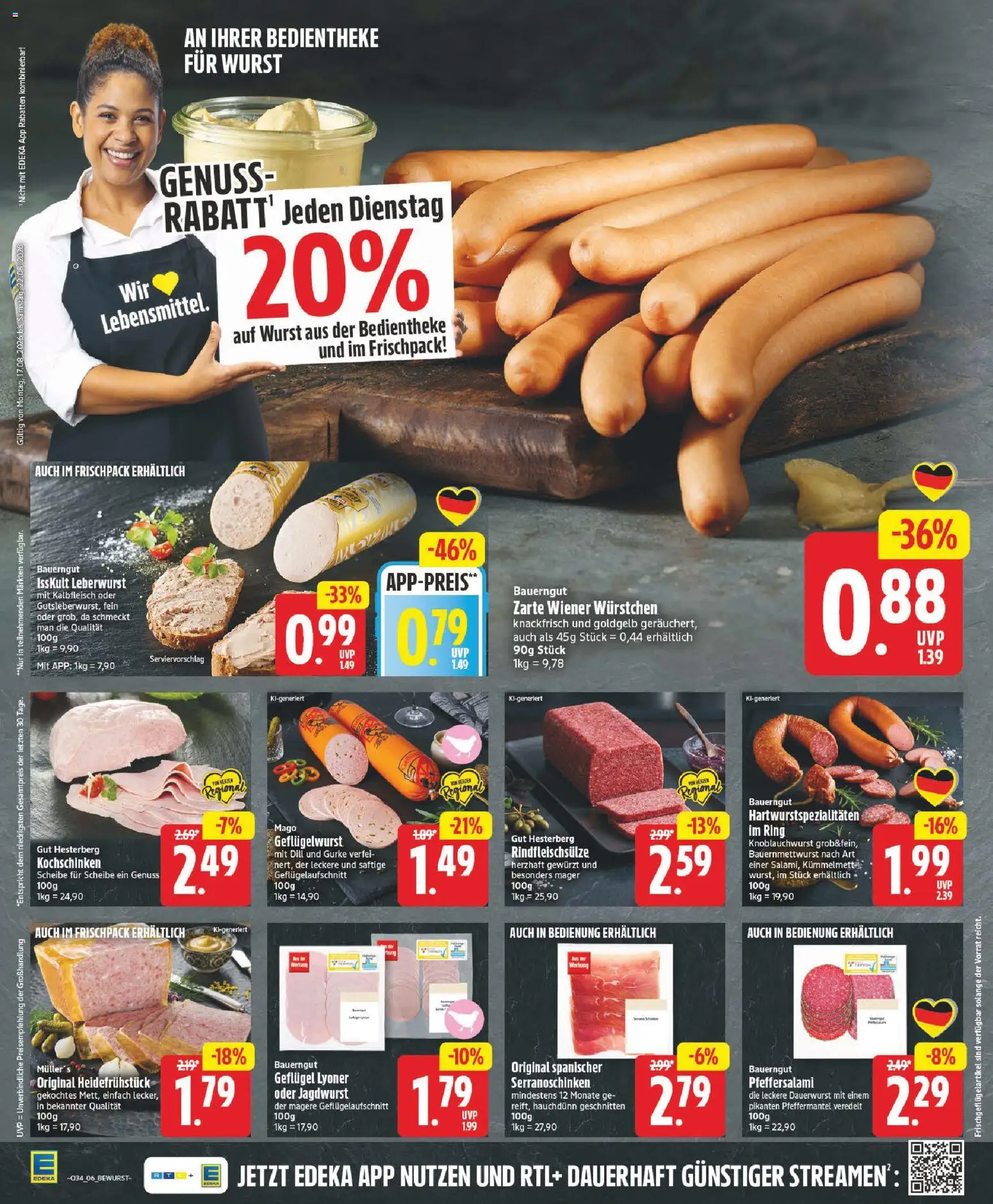 Edeka Prospekt – gültig ab 17.08.2026 | Seite: 6 | Produkte: Wiener wurstchen, Wurst, Bauerngut, Dill