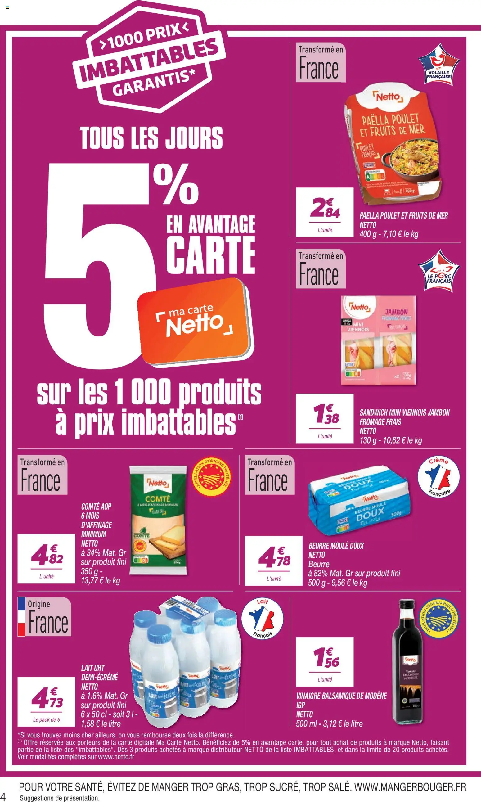 {H1} | Page: 4 | Produits: Sandwich, Beurre, Jambon, Fromage frais