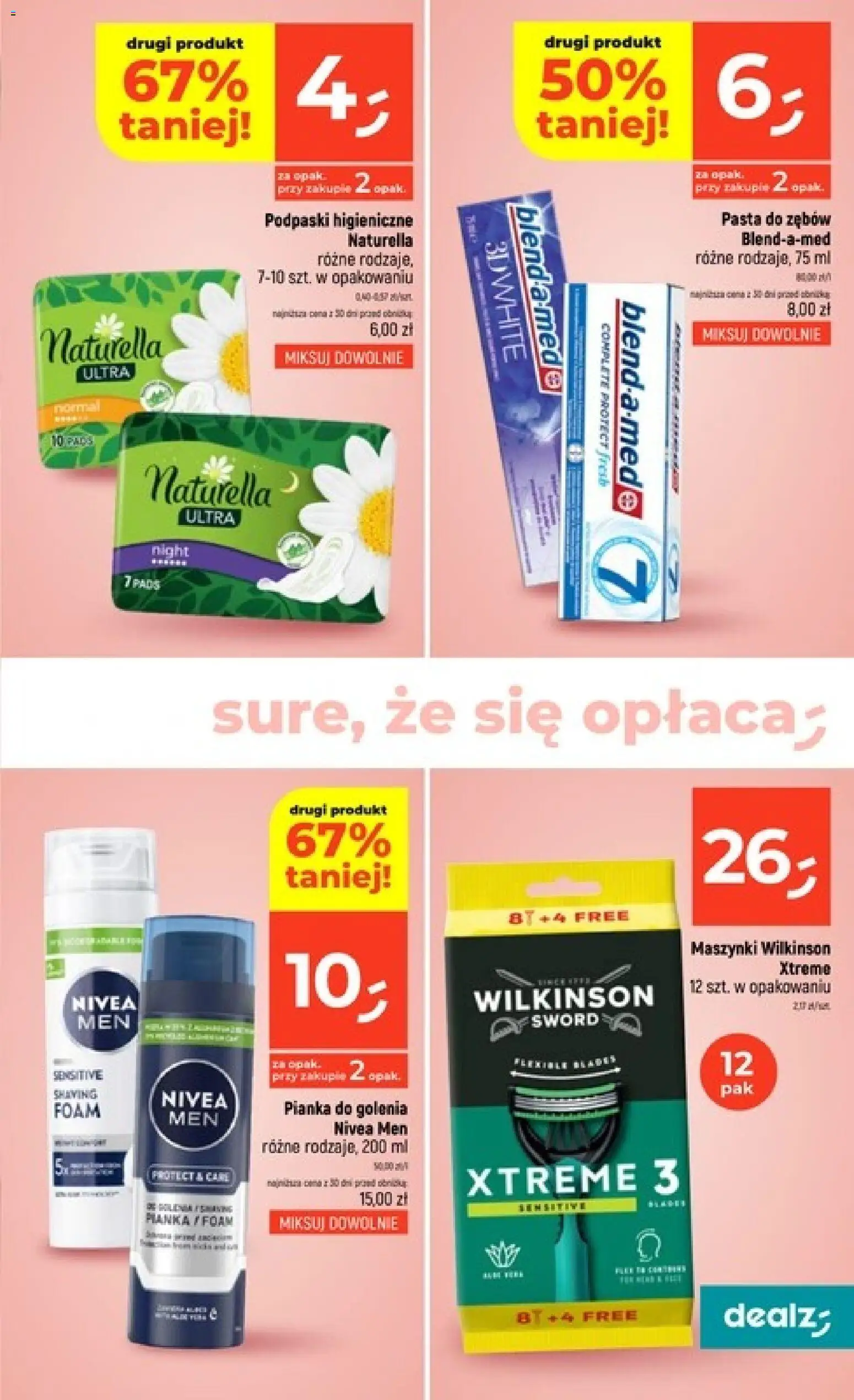 Dealz gazetka od 30.07.2026 | Strona: 23 | Produkty: Podpaski, Pasta, Pianka do golenia, Pasta do zębów