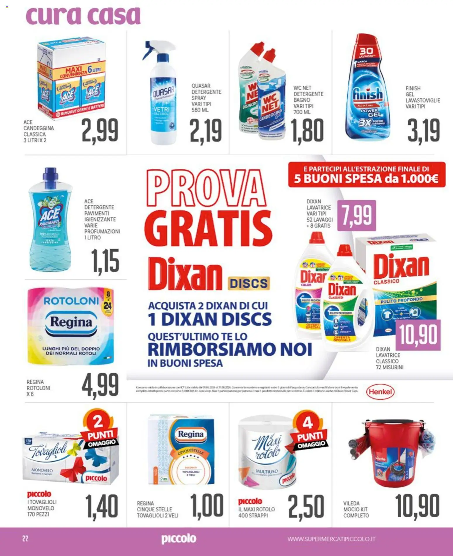 Volantino Piccolo del 15.06.2026 | Pagina: 22 | Prodotti: Detergente, Lavatrice, Lavastoviglie, WC