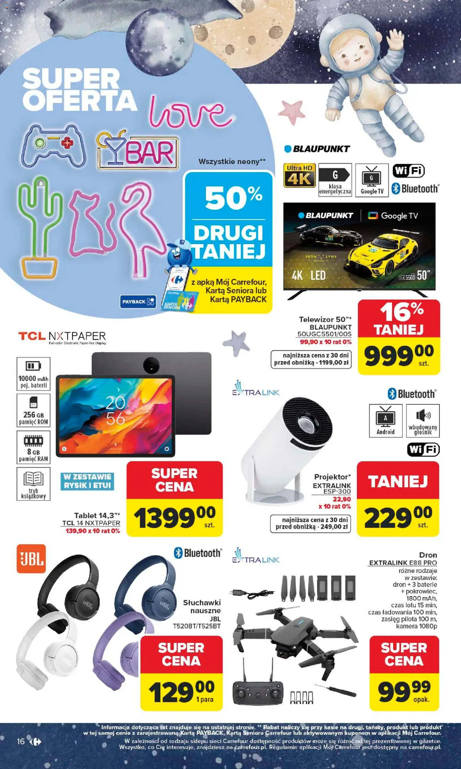 Carrefour gazetka - Dzień Dziecka od 18.05.2026 | Strona: 16 | Produkty: Karta, Głośnik, Baterie, Dron
