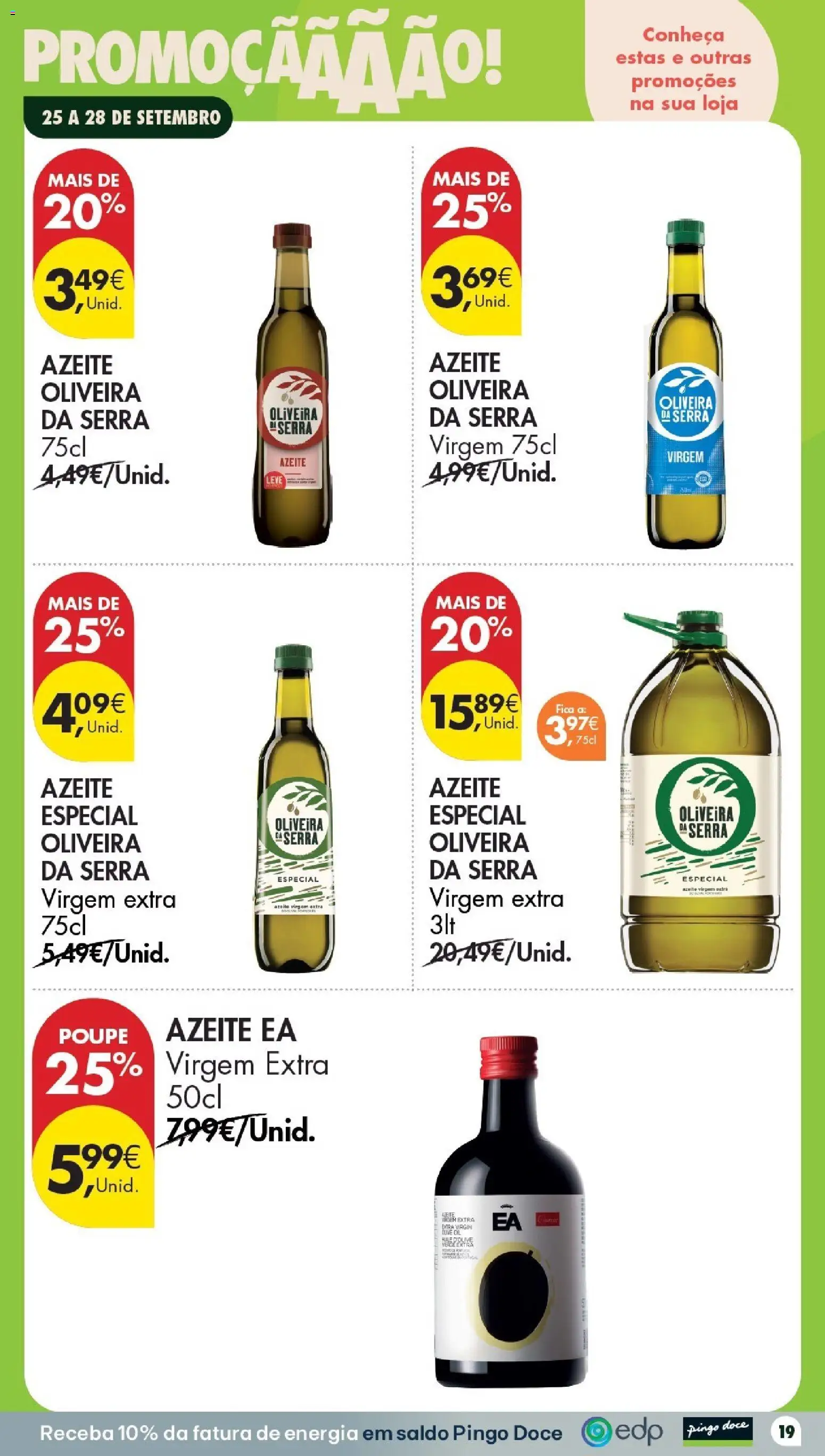 Pingo Doce Poupe este Fim de Semana │ válido de 25/09/2026 | Página: 19 | Produtos: Azeite, Leite, Azeite virgem extra
