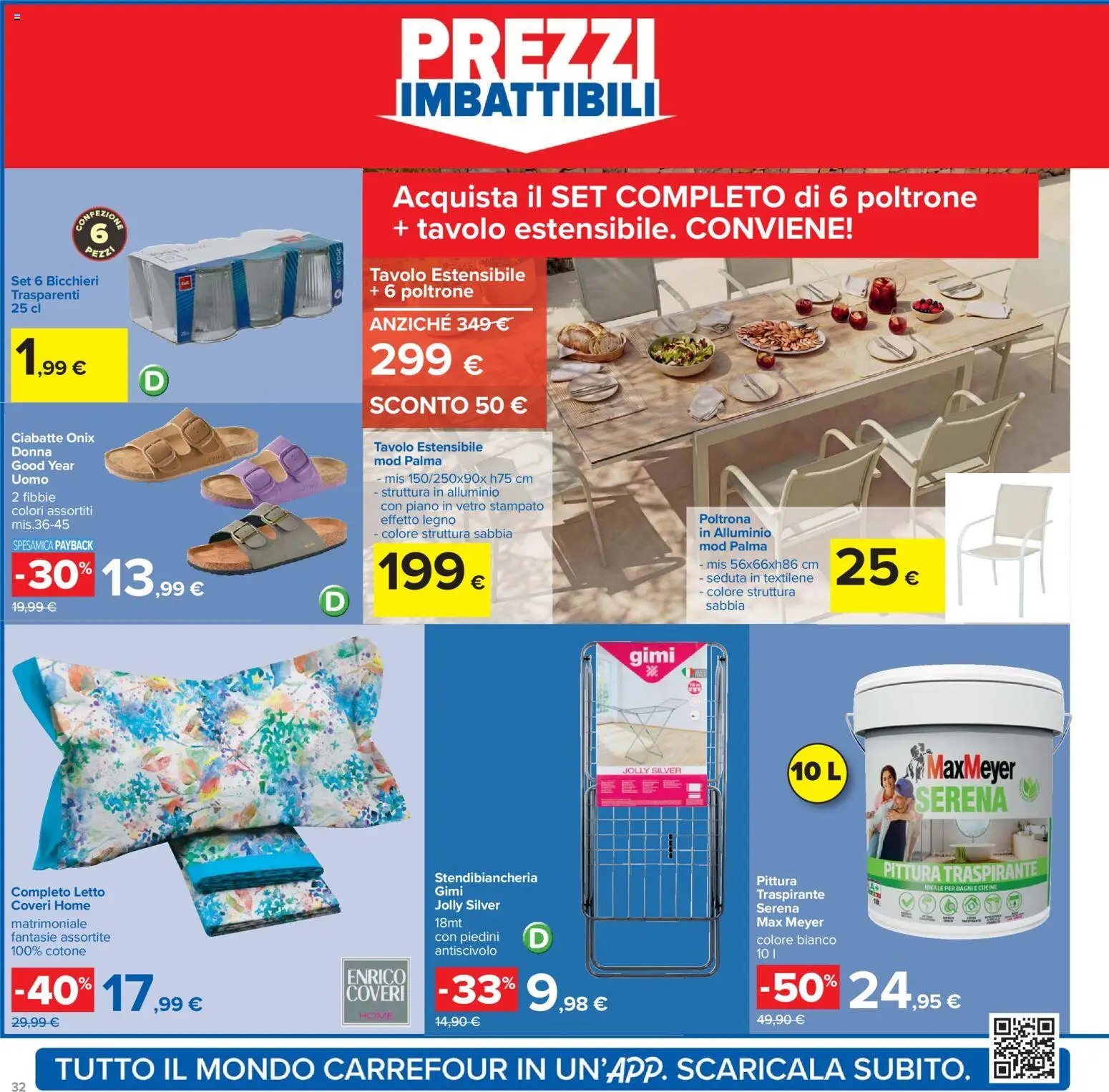 Volantino Carrefour del 21.04.2026 | Pagina: 32 | Prodotti: Cucine, Stendibiancheria, Letto, Poltrona