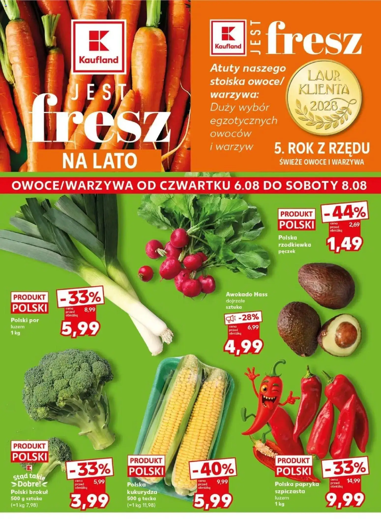 Kaufland gazetka - Super Sobota od 08.08.2026 | Strona: 8 | Produkty: Kukurydza, Por, Warzywa, Owoce