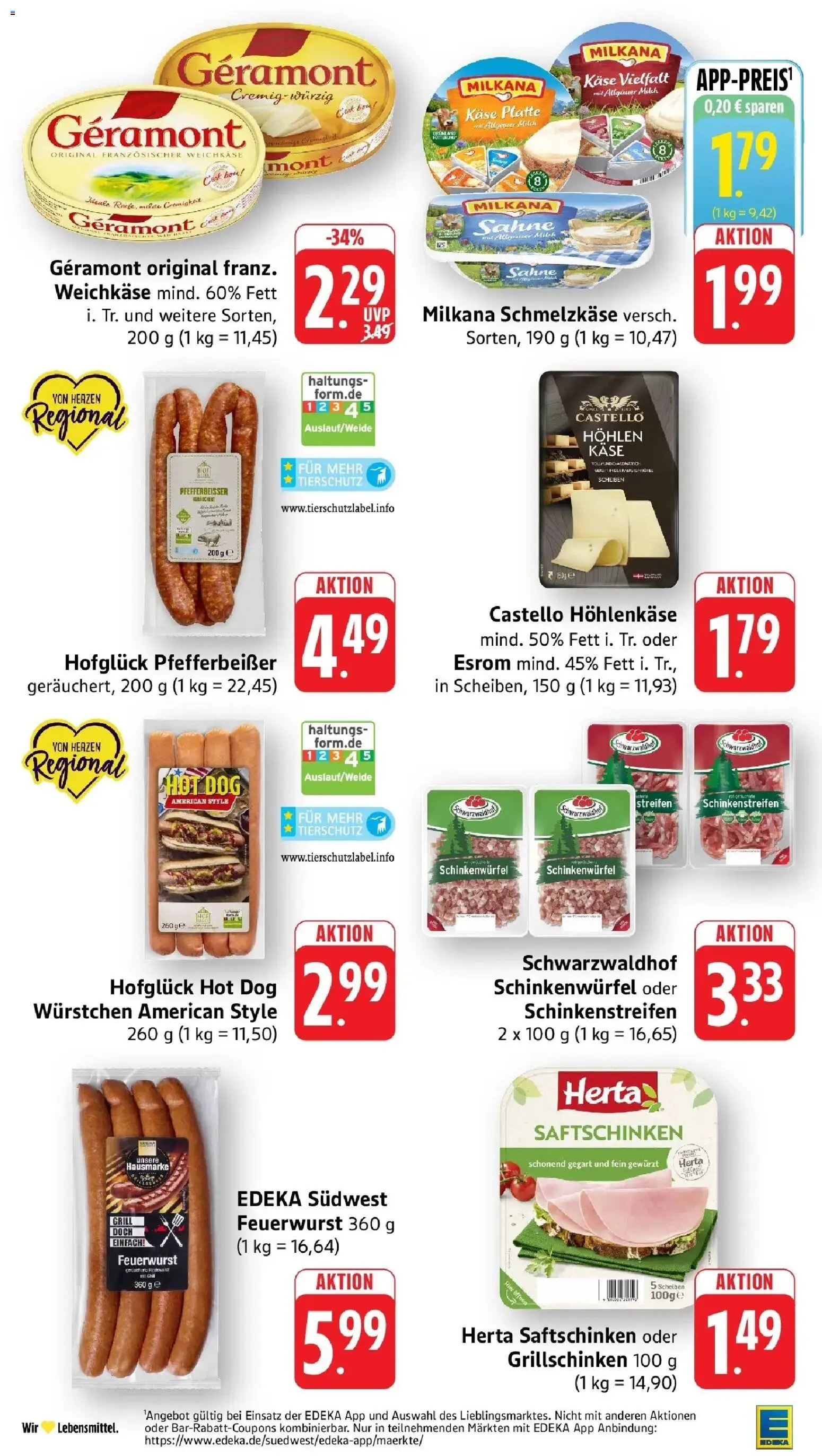 Edeka Prospekt Freiburg – gültig ab 27.07.2026 | Seite: 16 | Produkte: Milch, Käse, Milkana, Sahne