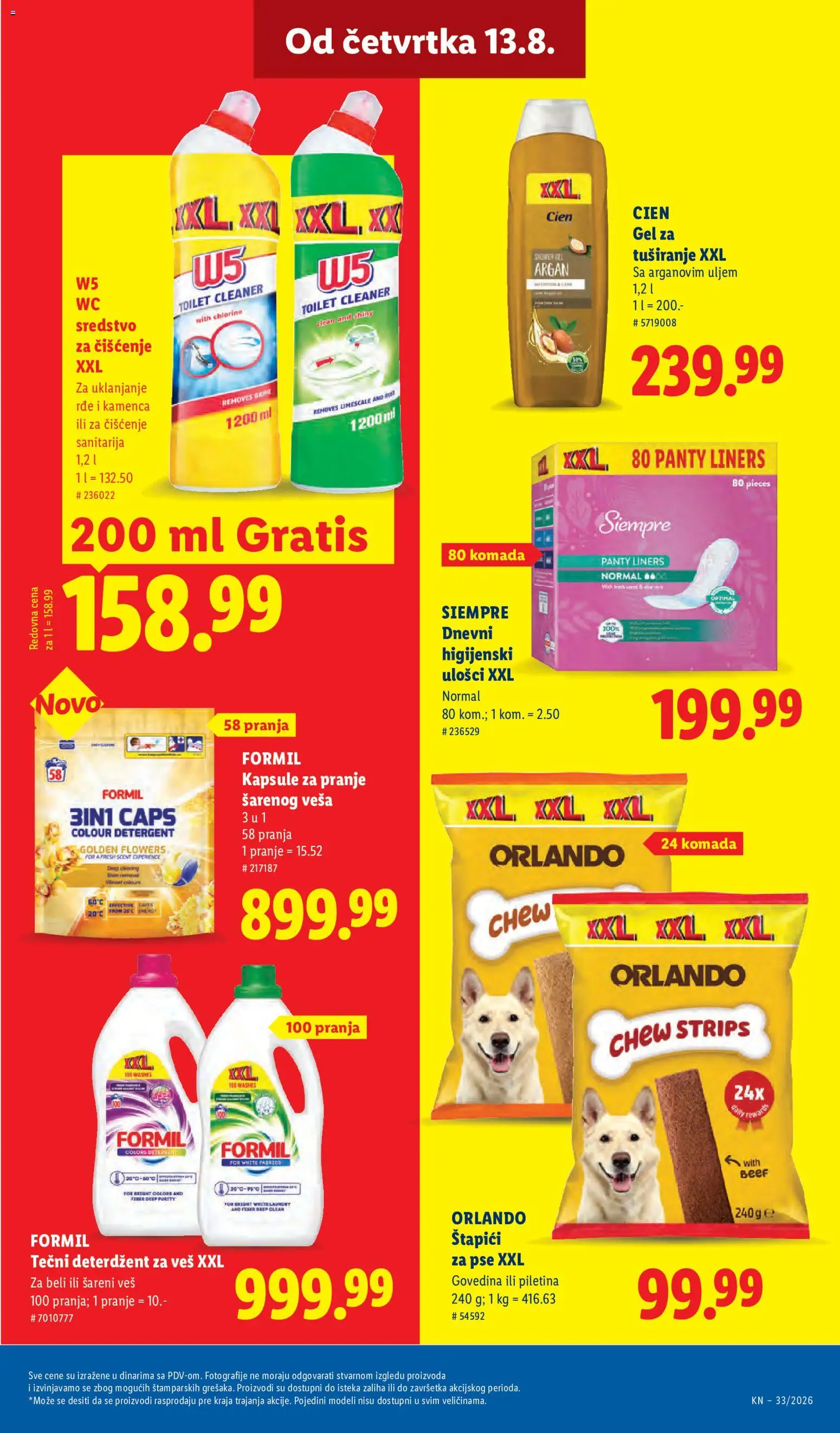 Lidl katalog - važi od 13.08.2026 | Strana: 67 | Proizvode: Deterdžent, W5, Wc, Piletina