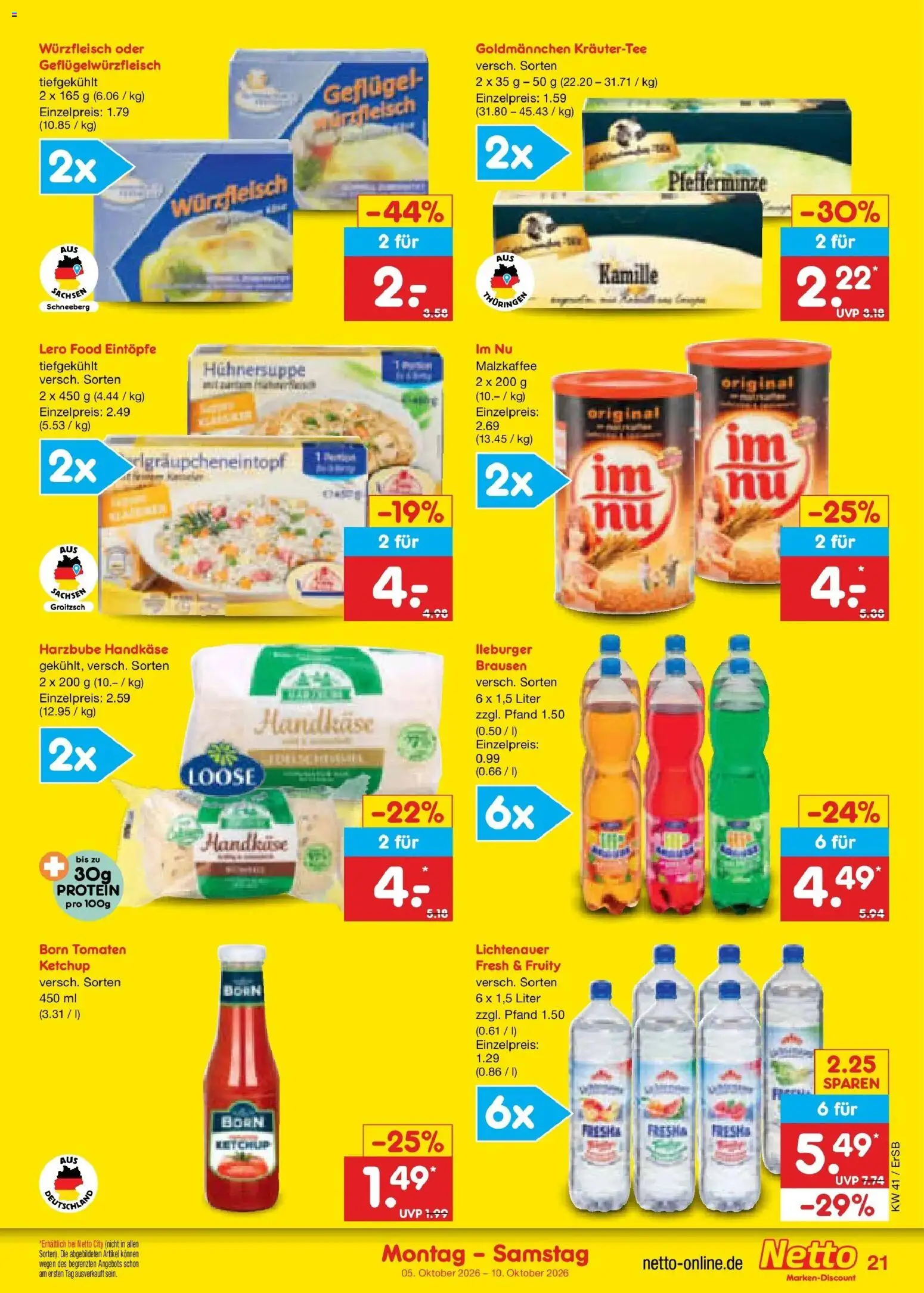 Netto Marken-Discount Prospekt Naumburg – gültig ab 05.10.2026 | Seite: 21 | Produkte: Tomaten, Kräutertee, Ketchup
