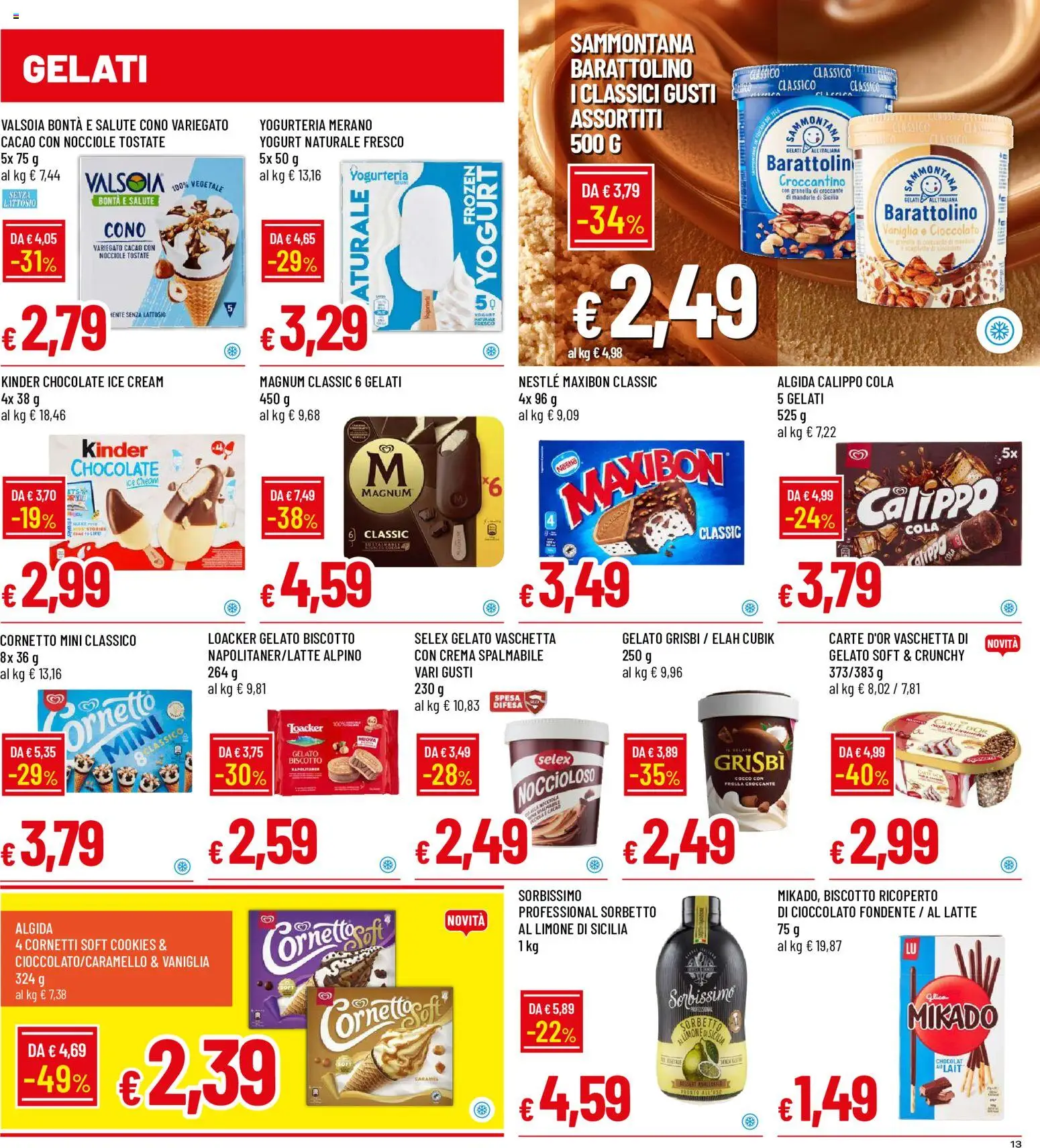 Volantino Galassia del 09/07/2026 | Pagina: 13 | Prodotti: Cornetto, Sorbetto, Latte, Cacao