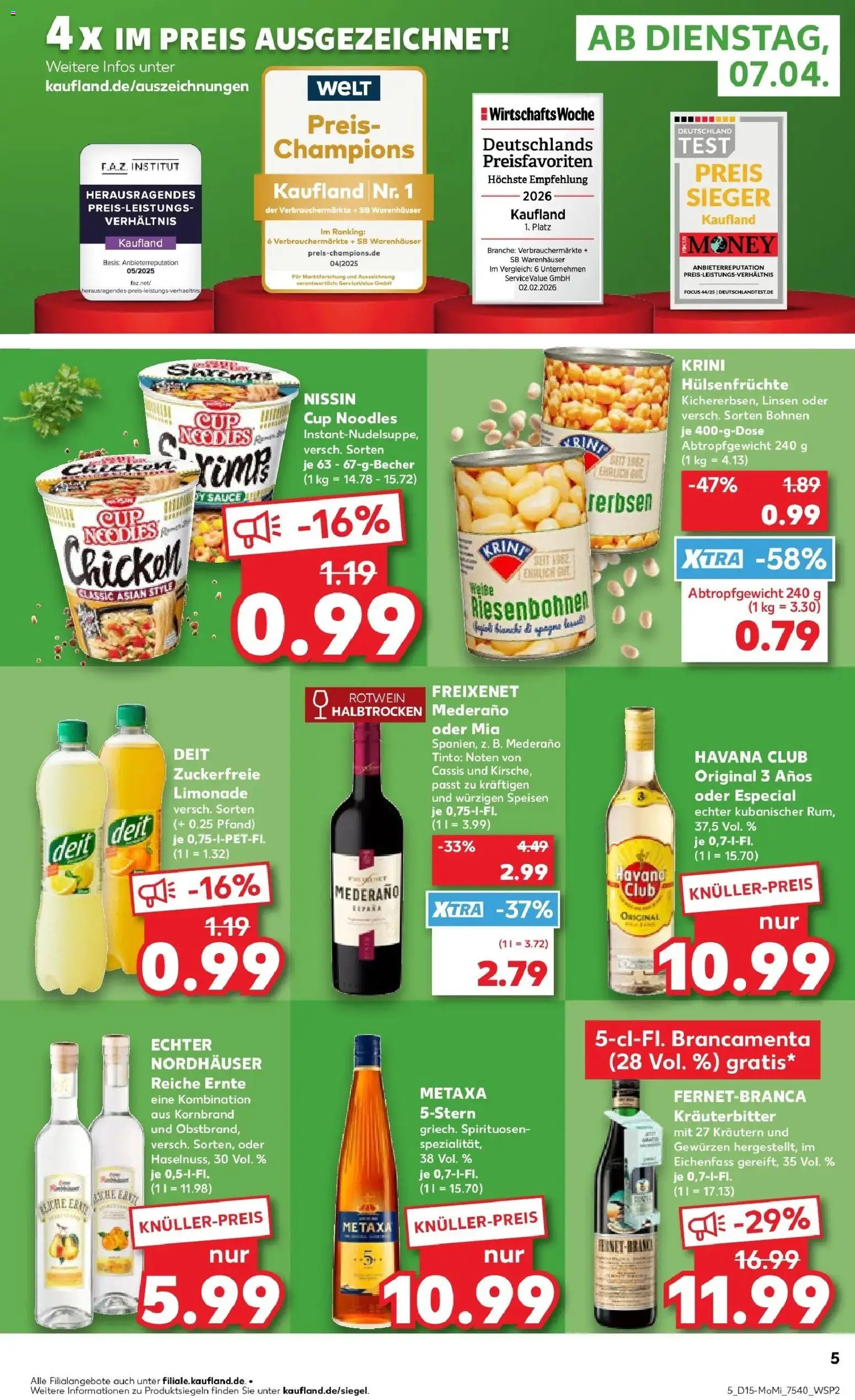 Kaufland Prospekt Quedlinburg	 – gültig ab 07.04.2026 | Seite: 5 | Produkte: Havana club, Rum, Freixenet mederano, Limonade
