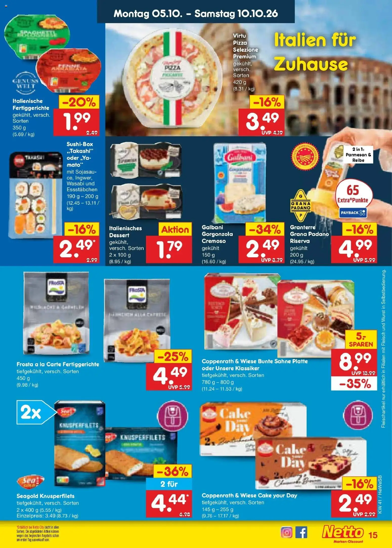 Netto Marken-Discount Prospekt Hamburg (ab 05.10.2026) » Angebote | Seite: 15 | Produkte: Frosta, Fertiggerichte, Wurst, Sahne
