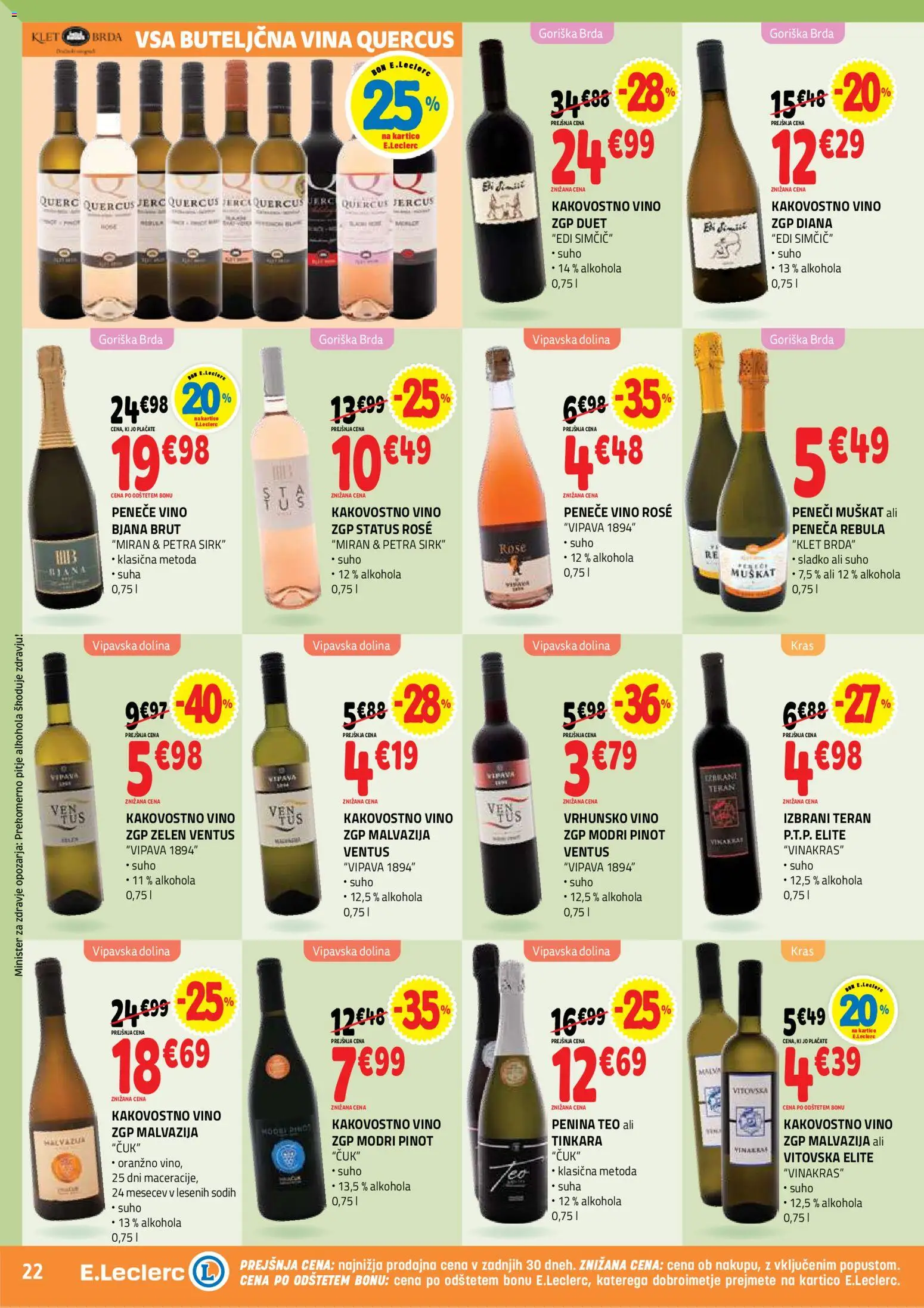 Novi E.leclerc katalog ponudbe – veljaven od 16.09.2026 | Stran: 22 | Izdelki: Penina, Vino