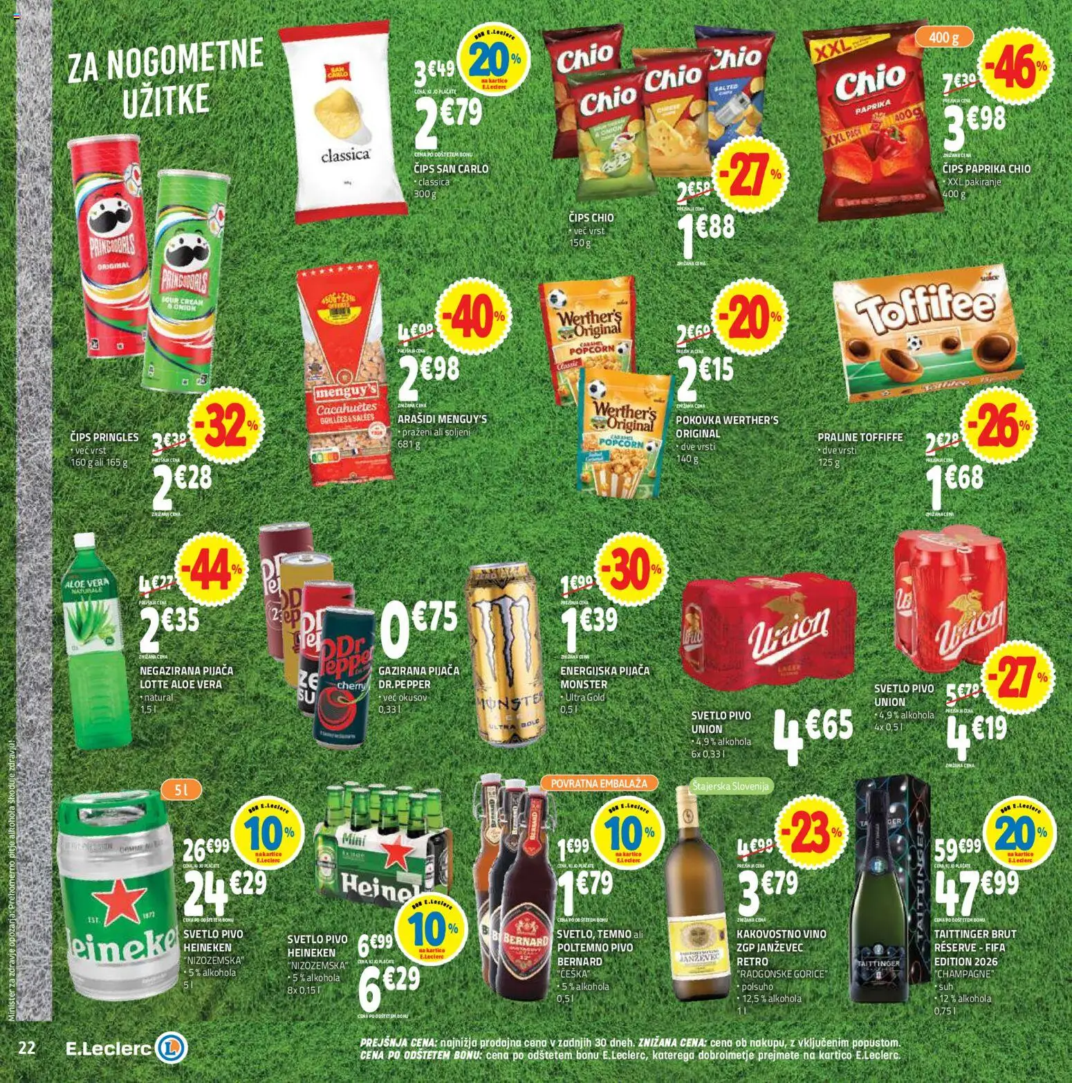 Novi E.leclerc katalog ponudbe – veljaven od 10.06.2026 | Stran: 22 | Izdelki: Falafel, Paprika, Vino, Cips