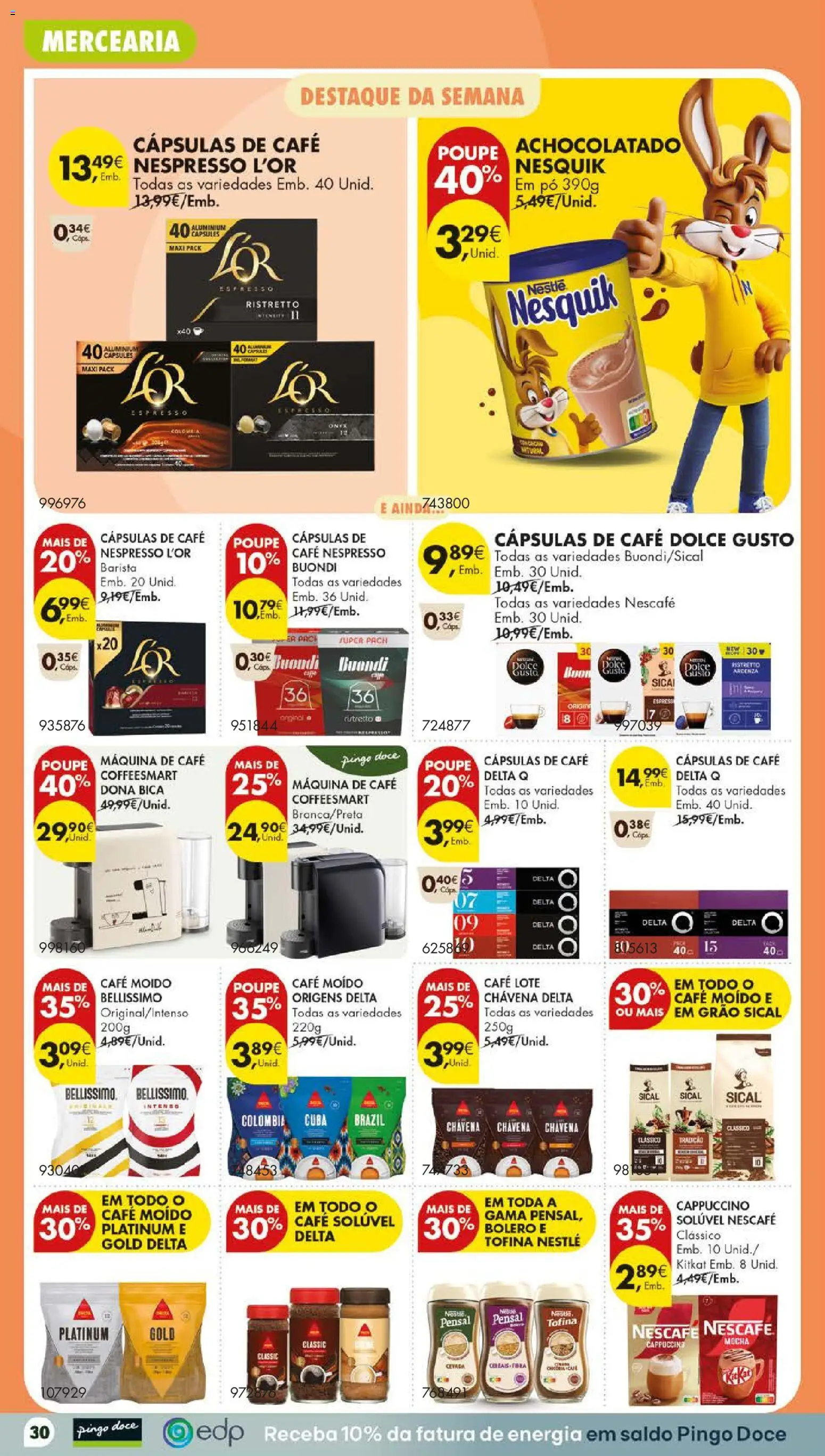 Pingo Doce folheto Poupe Este Fim de Semana │ válido de 29/10/2026 | Página: 34 | Produtos: Delta q, Cápsulas, Café moído, Café