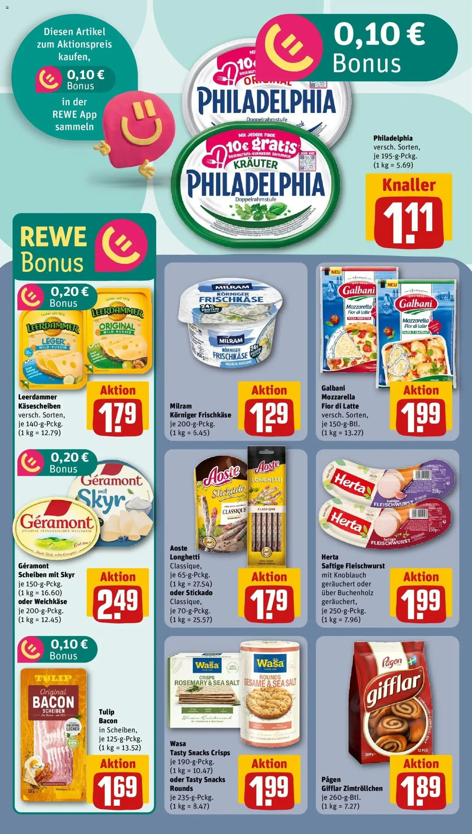 Rewe Prospekt Moringen – gültig ab 08.06.2026 | Seite: 12 | Produkte: Philadelphia, Leerdammer, Milram, Pasta