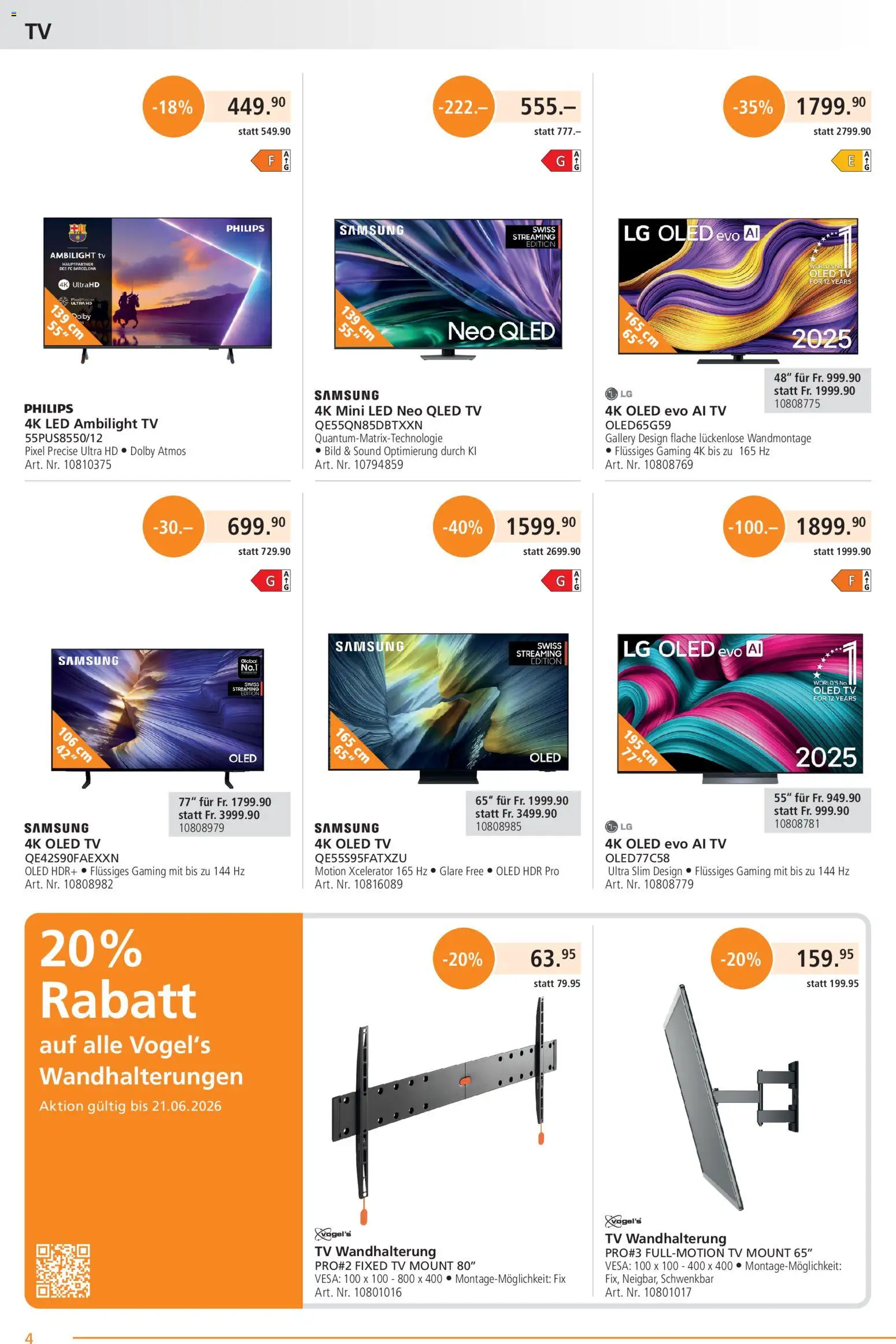 Fust aktionen – gültig ab 26.05.2026 | Seite: 4 | Produkte: TV, Samsung, LG, Philips