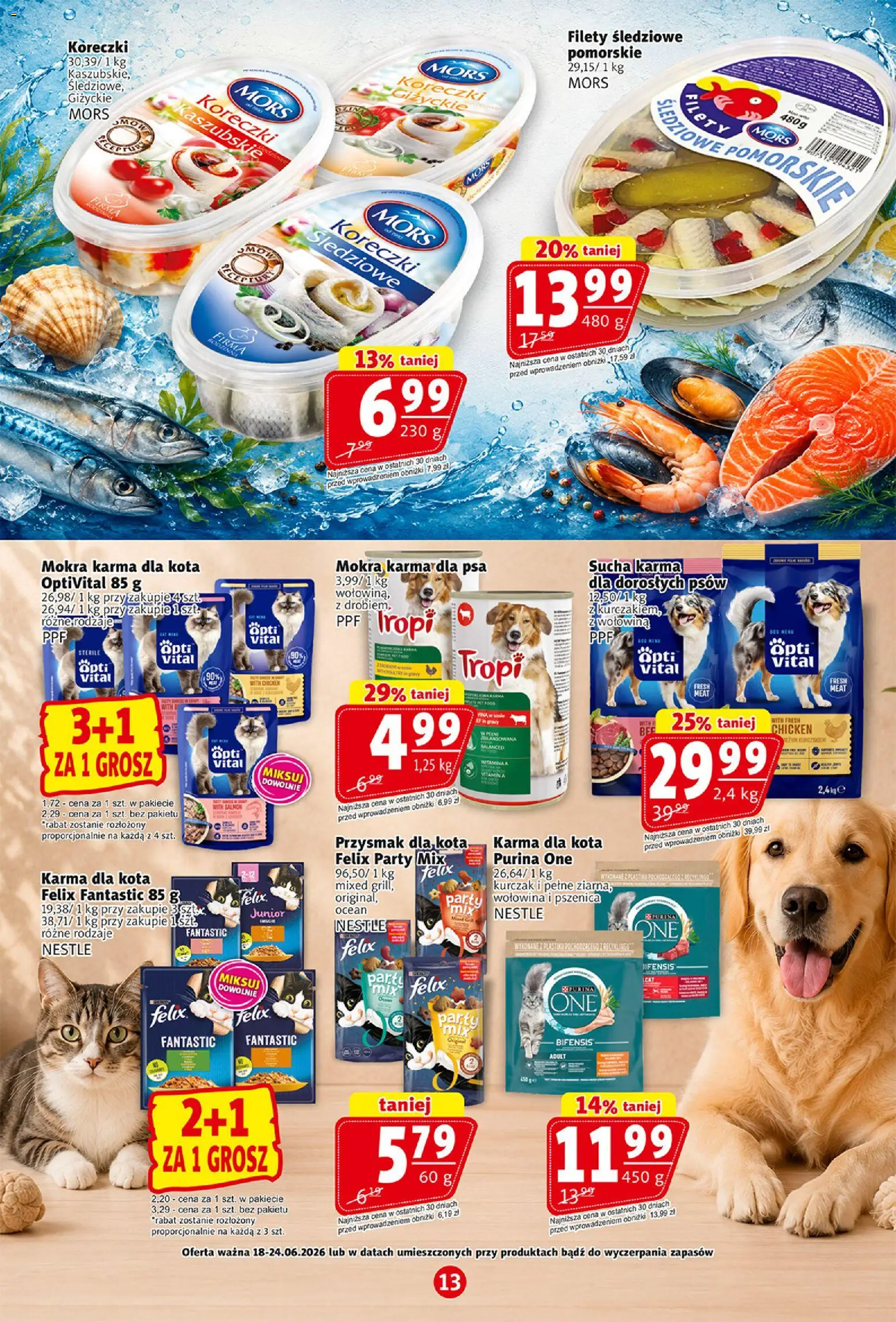 Prim Market gazetka od 18.06.2026 | Strona: 13 | Produkty: Kurczak, Karma dla kota, Karma dla psa, Wołowina