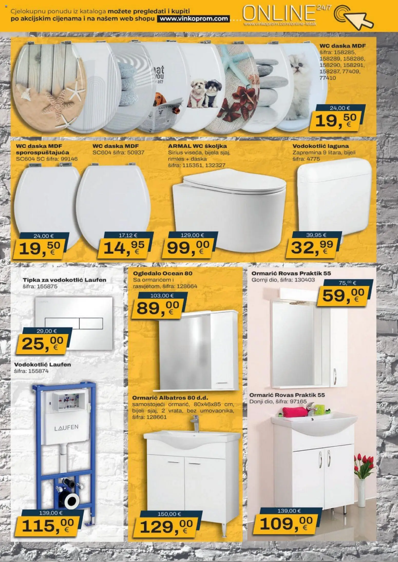 Vinkoprom katalog | vrijedi od 16.03.2026 | Stranica: 21 | Proizvodi: Ogledalo, WC daska, Vodokotlić, Wc školjka