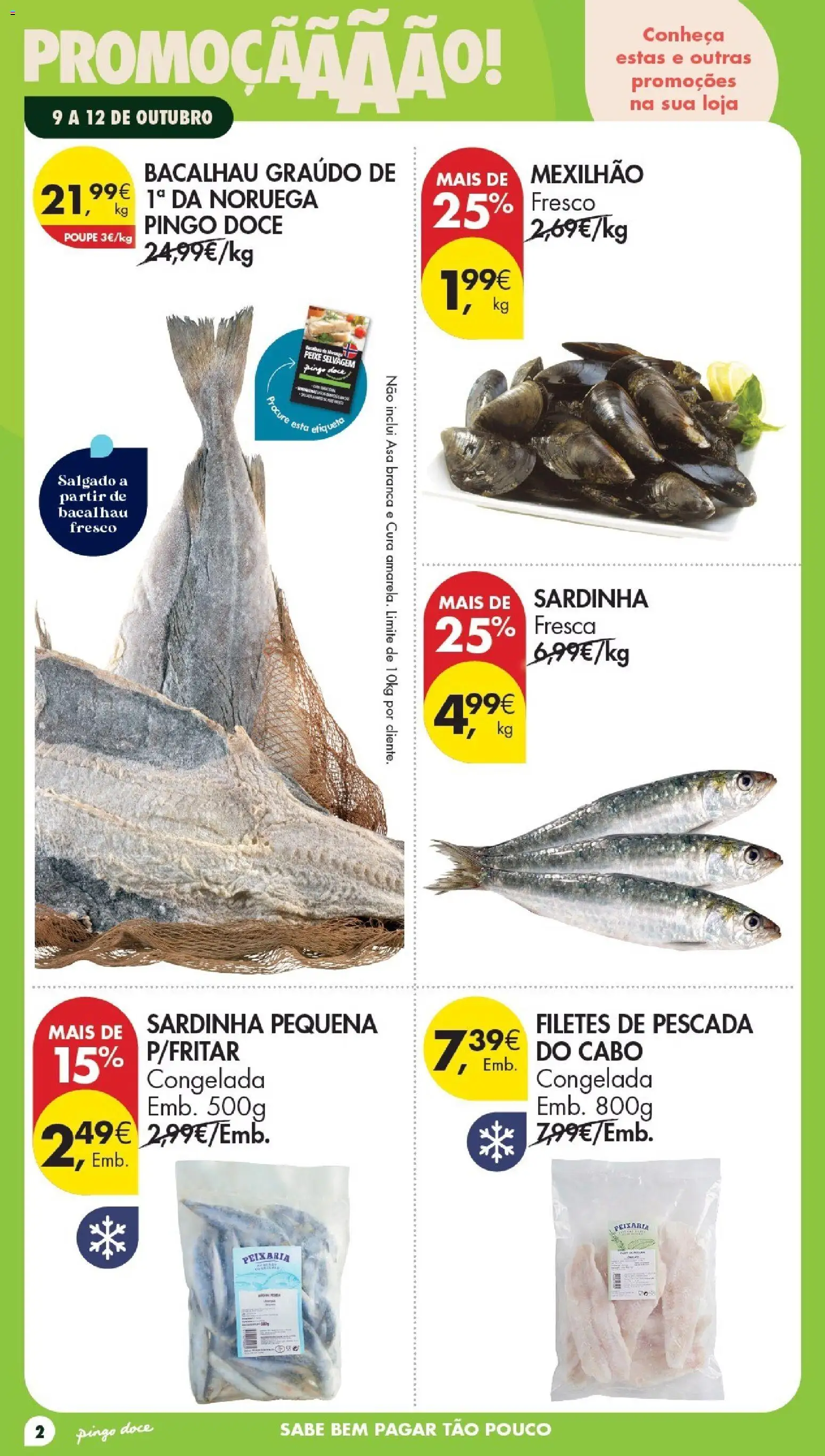Pingo Doce Folheto Poupe Este Fim de Semana │ válido de 09/10/2026 | Página: 2 | Produtos: Cabo, Bacalhau, Pescada, Peixe