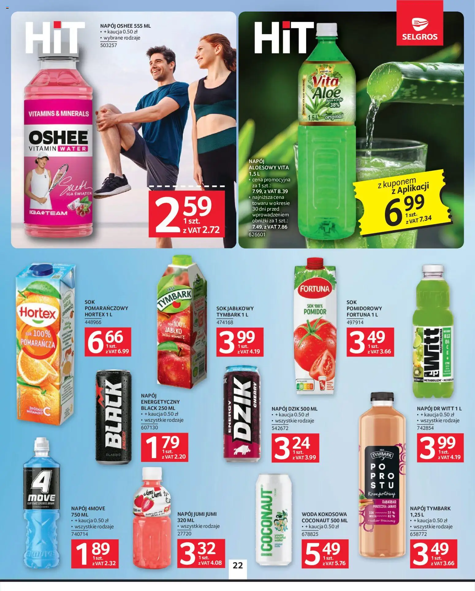 Selgros cash&carry gazetka od 07.05.2026 | Strona: 22 | Produkty: Woda kokosowa, Napój aloesowy, Porzeczka, Woda