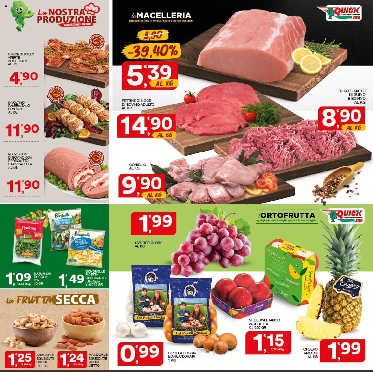 Volantino SISA del 08/10/2026 | Pagina: 2 | Prodotti: Mele, Suino, Coniglio, Cosce di pollo