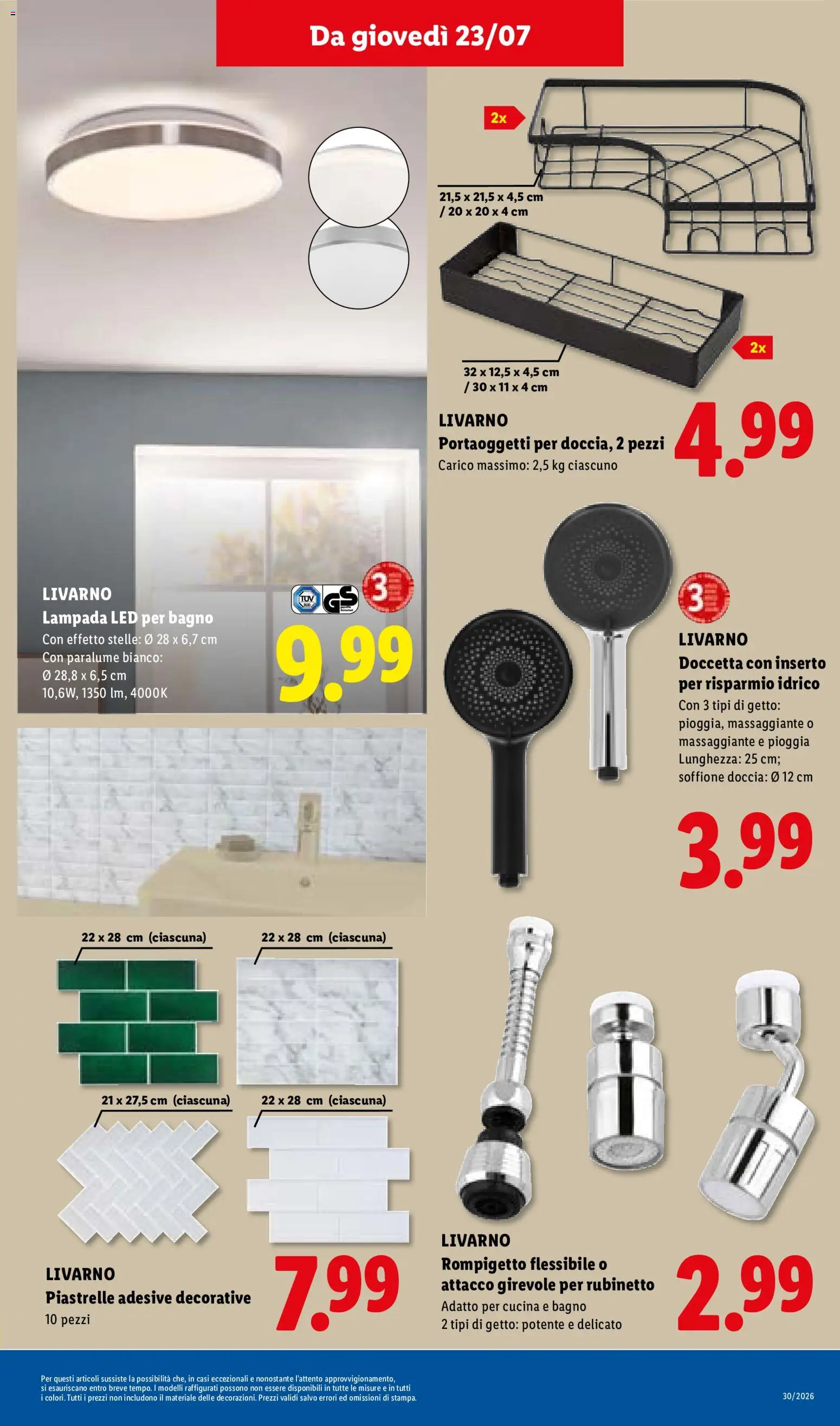 Volantino Lidl del 23/07/2026 | Pagina: 25 | Prodotti: Paralume, Piastrelle, Doccia, Lampada