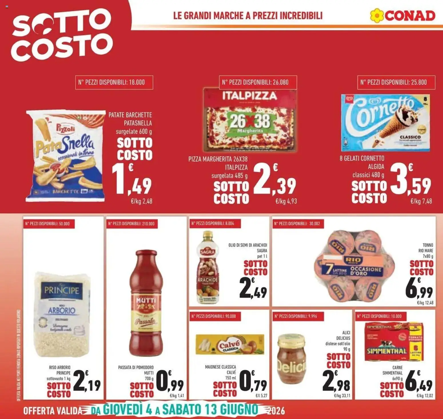 Volantino Conad del 03/06/2026 | Pagina: 6 | Prodotti: Cornetto, Maionese, Pomodoro, Tonno