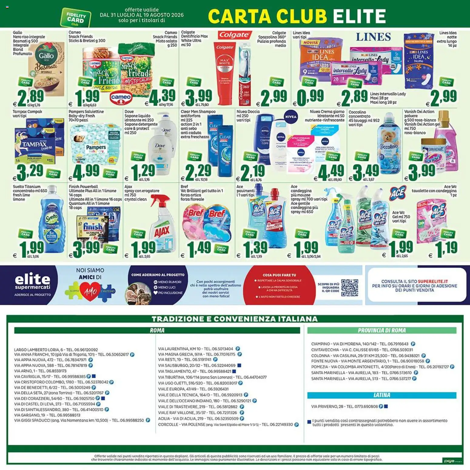 Volantino Elite Supermercati del 31/07/2026 | Pagina: 20 | Prodotti: Crema, Dentifricio, Lime, Doccia