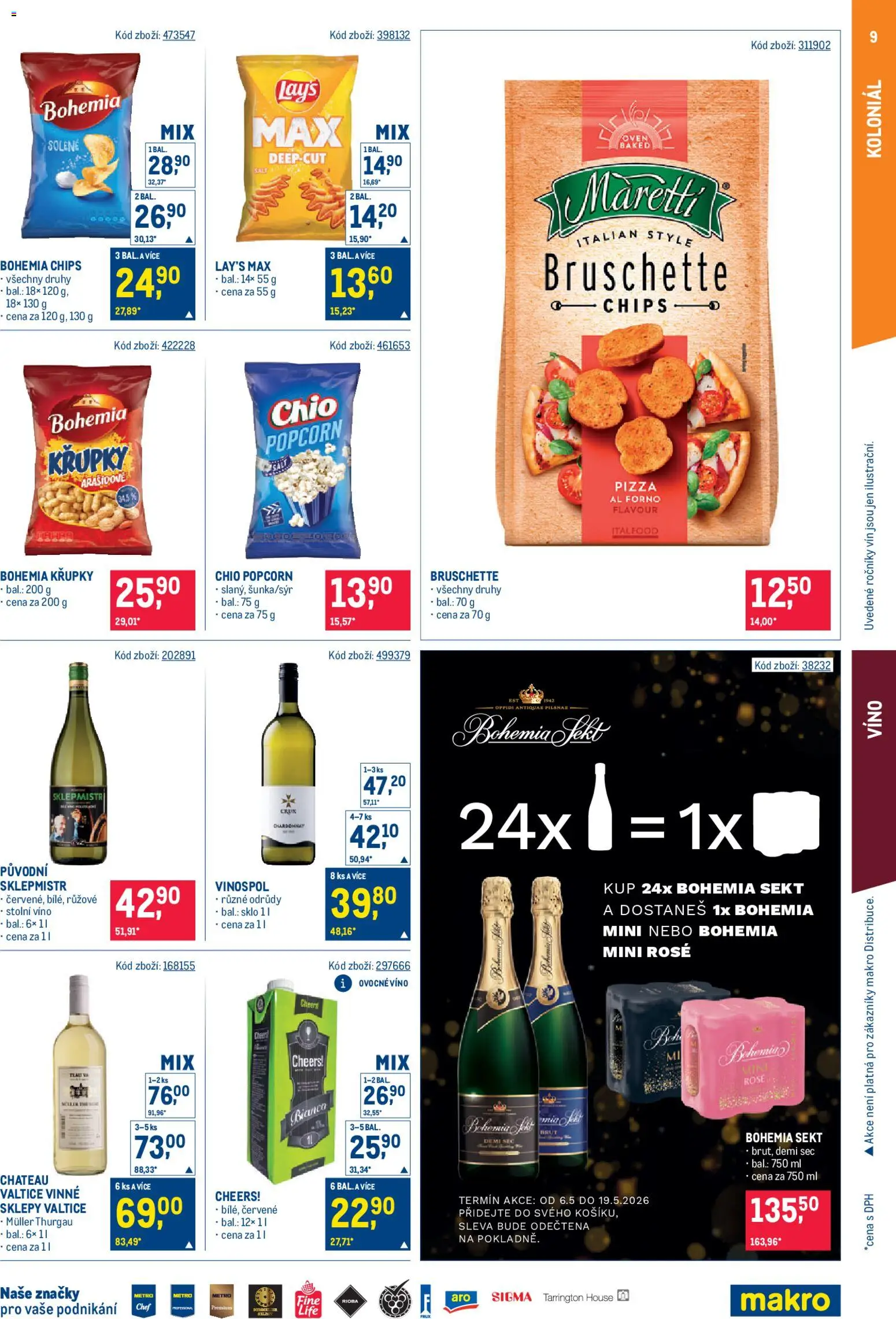 Makro leták - Maloobchod od 06.05.2026 | Strana: 9 | Produkty: Pizza, Bohemia sekt, Křupky, Bohemia chips