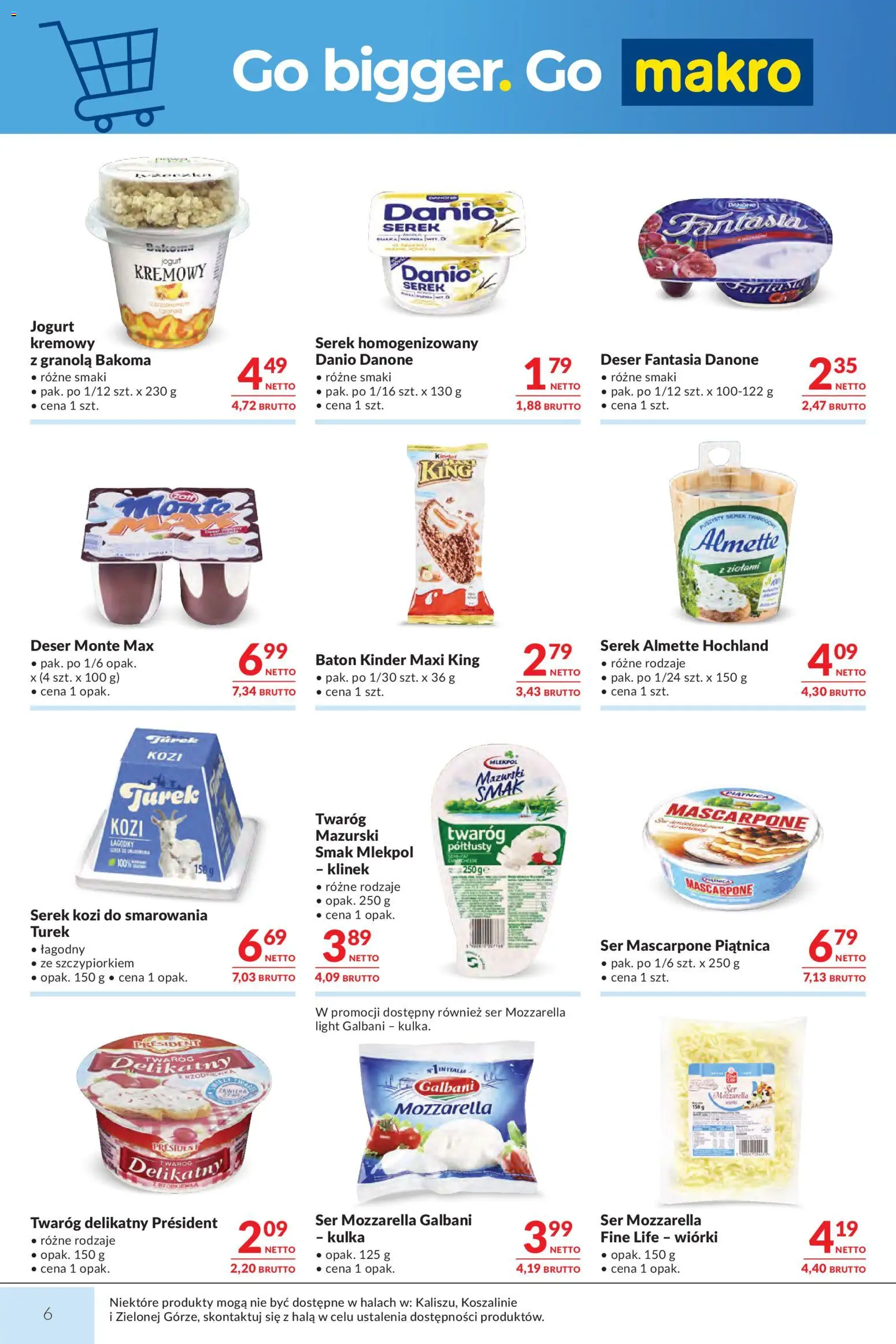 Makro gazetka od 14.04.2026 | Strona: 6 | Produkty: Serek homogenizowany, Ser, Ser mascarpone, Mozzarella