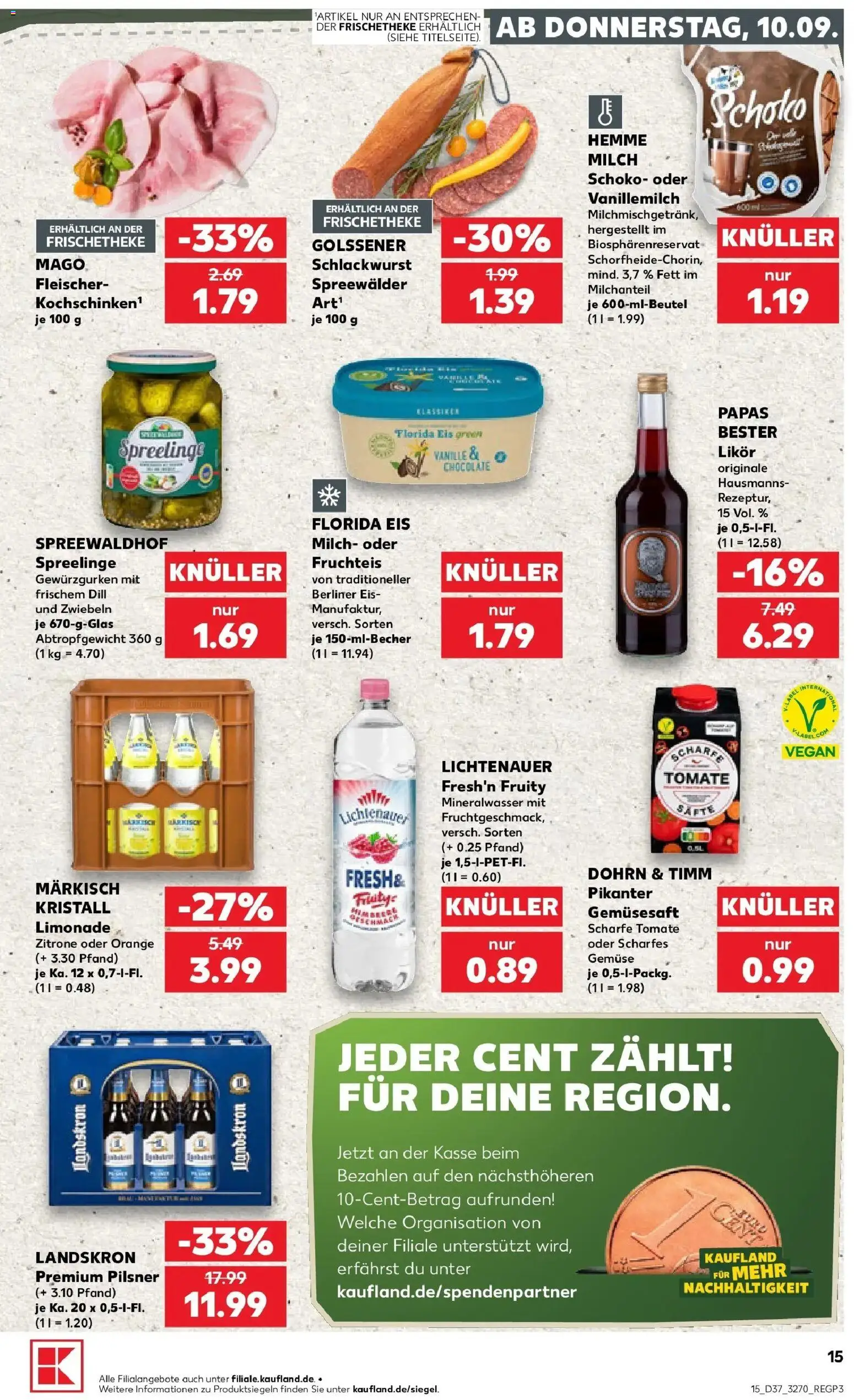 Prospekt Kaufland ab 10.09.2026 » Angebote Online zum Blättern | Seite: 15 | Produkte: Milch, Vanille, Zitrone, Eis