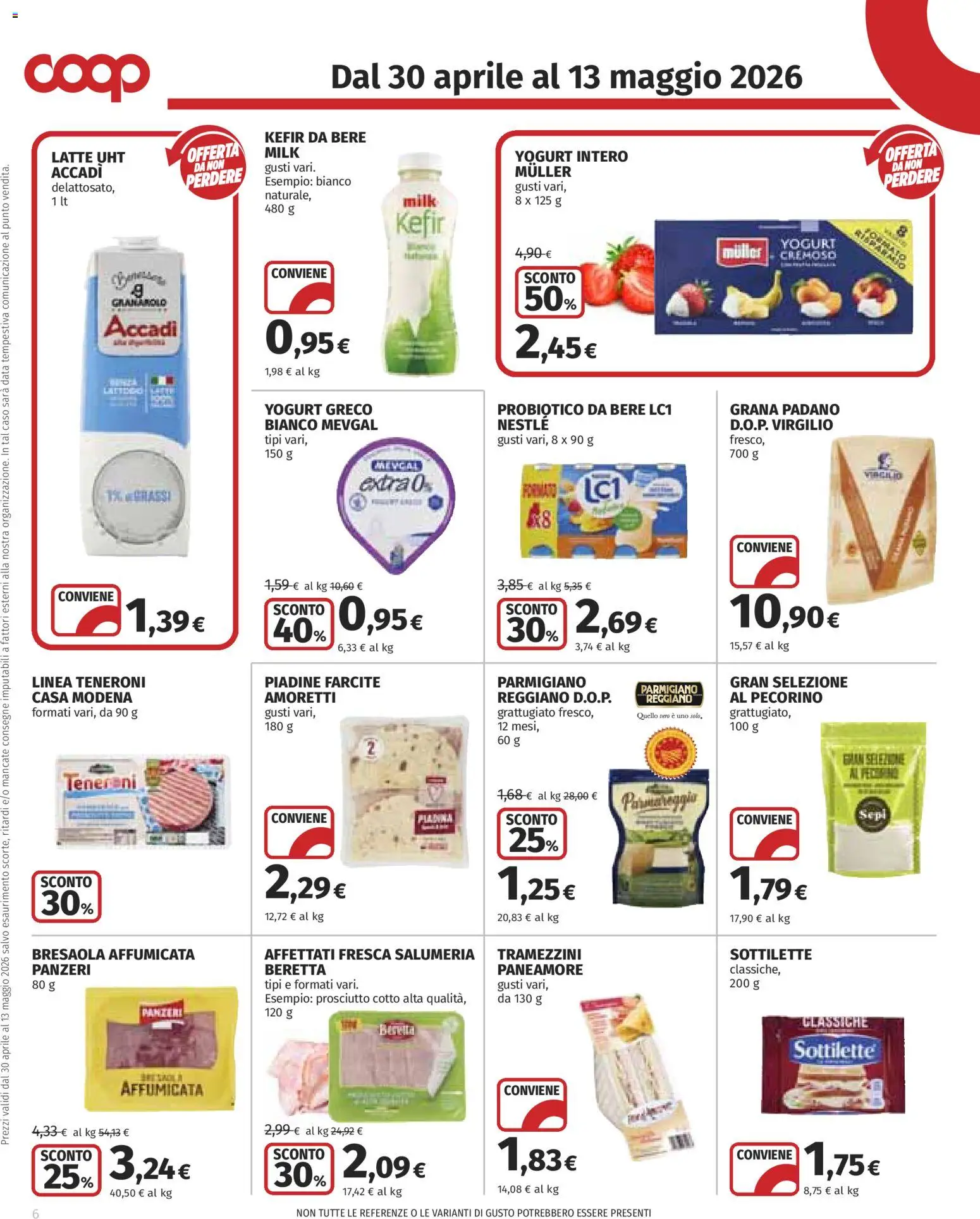 Volantino COOP del 30.04.2026 | Pagina: 6 | Prodotti: Bresaola, Prosciutto, Grana Padano, Parmigiano
