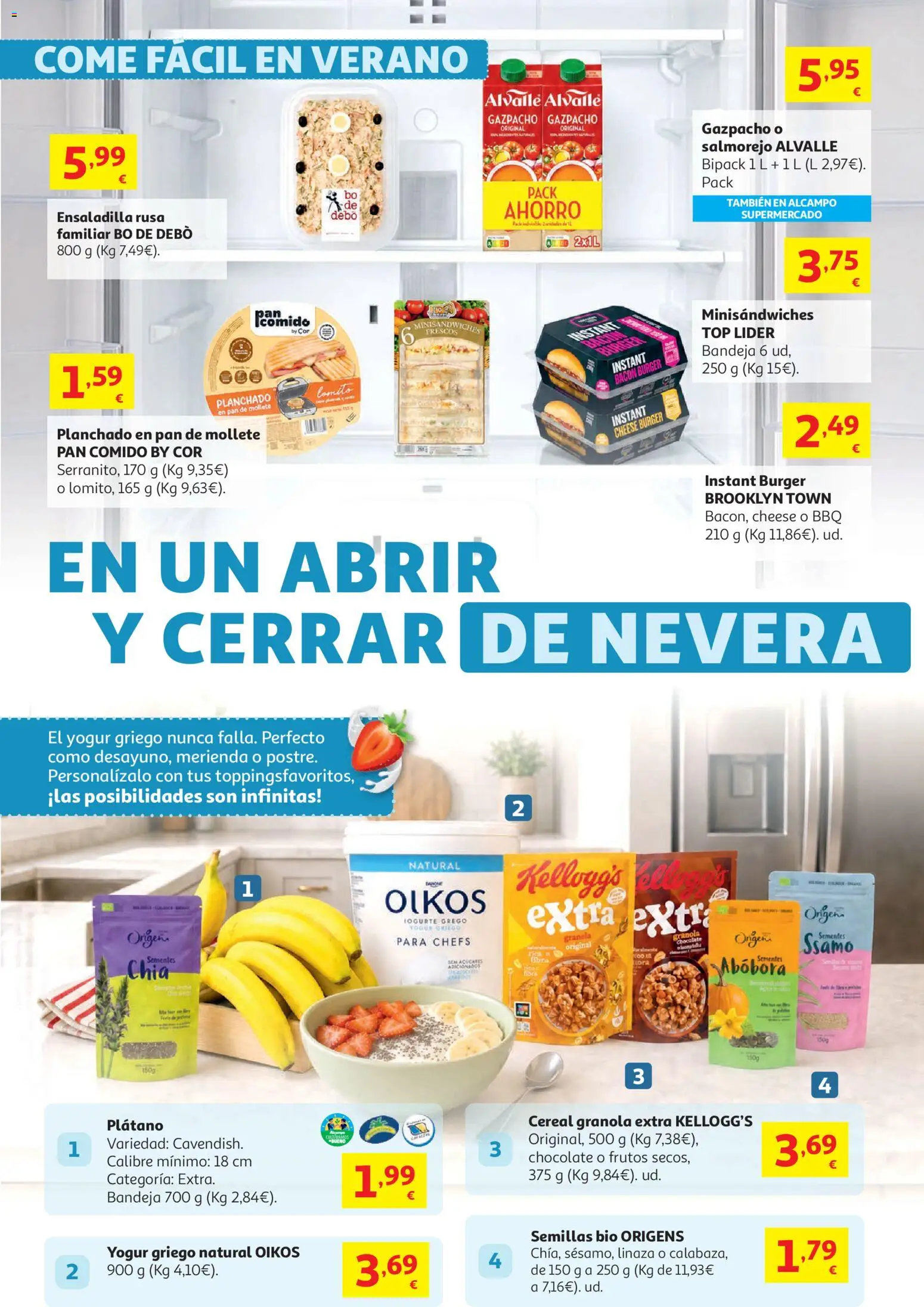 Alcampo HP Unico No Litoral │ válido desde el 29/07/2026 | Página: 6 | Productos: Ensaladilla, Yogur, Gazpacho, Bandeja
